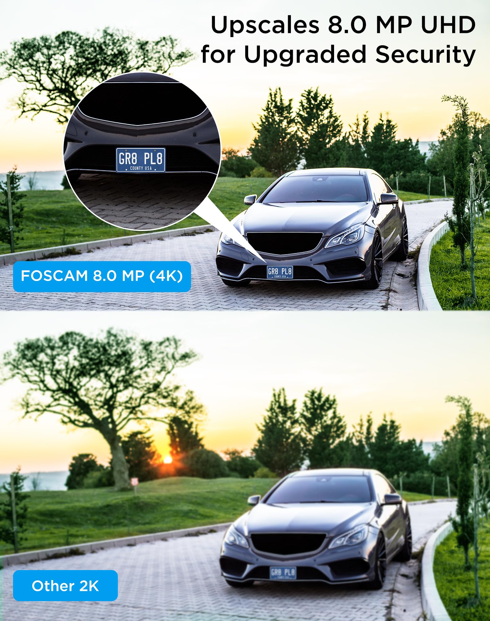 Foscam 4K Ip Poe Security Camera Outdoor, V8Ep 8Mp Home Security Surveillance Camera With Ai Human Vehicle Detection,66Ft Color Night Vision, Siren Alert,2 Way Talk,110� Wide Fov,Ip66