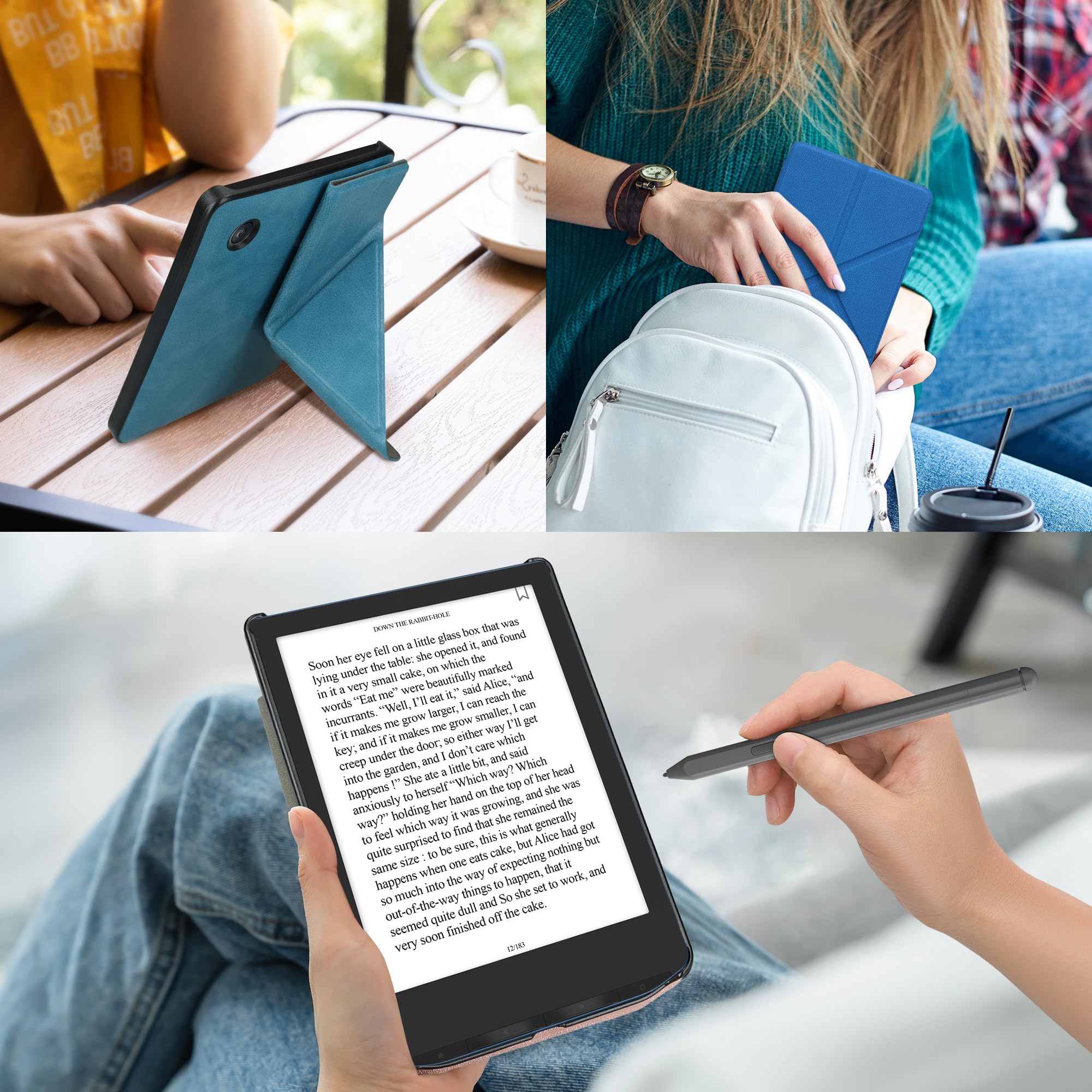 Kwmobile Origami Case Compatible With Kobo Clara 2E / Tolino Shine 4 Case - Slim Pu Leather Cover With Stand - Black