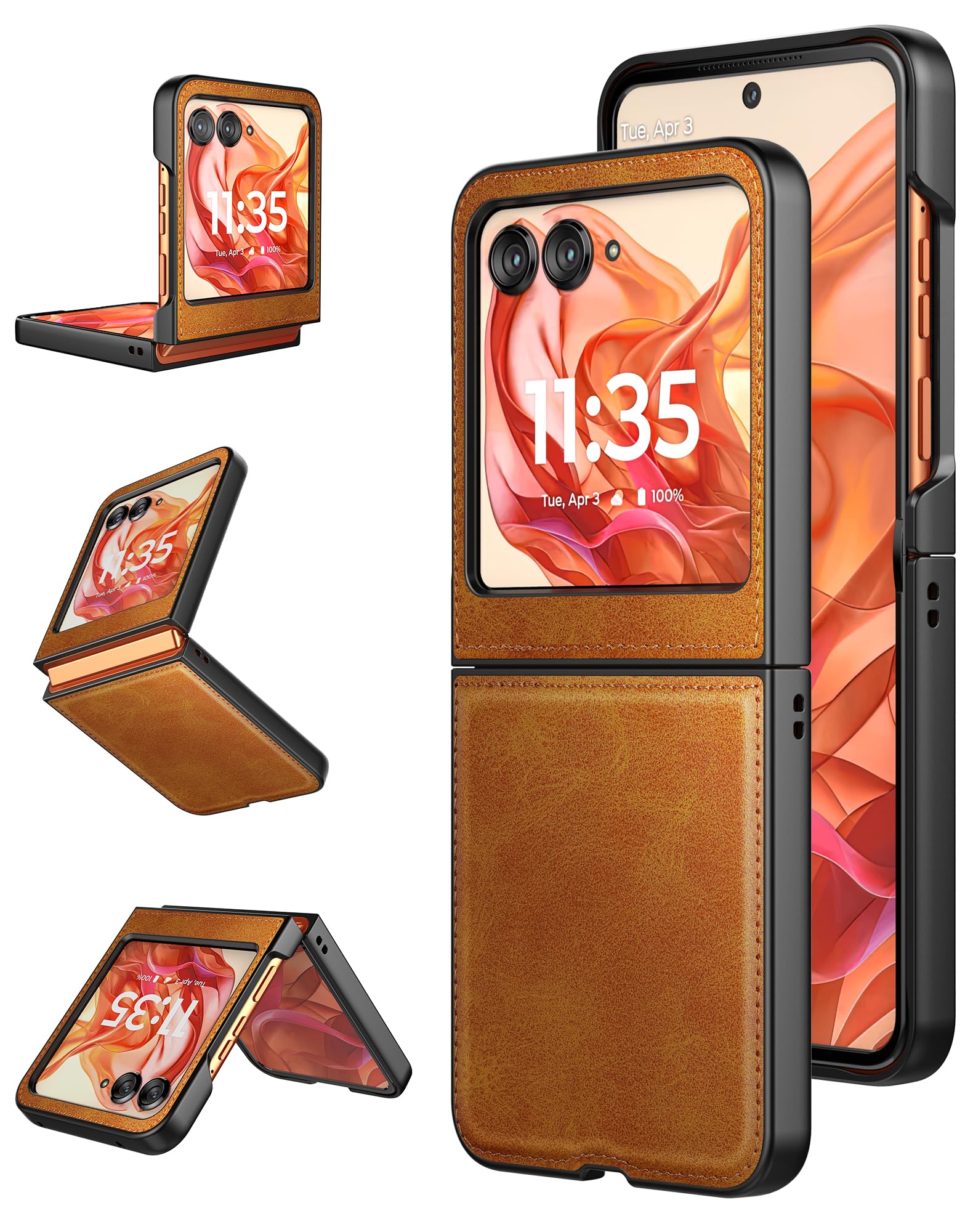 Foluu for Motorola Razr 2024/2025 Case [Not fit Razr Plus 2024], Moto Razr 2024/2025 Leather Case, PU Leather + Hard PC Shell Ul