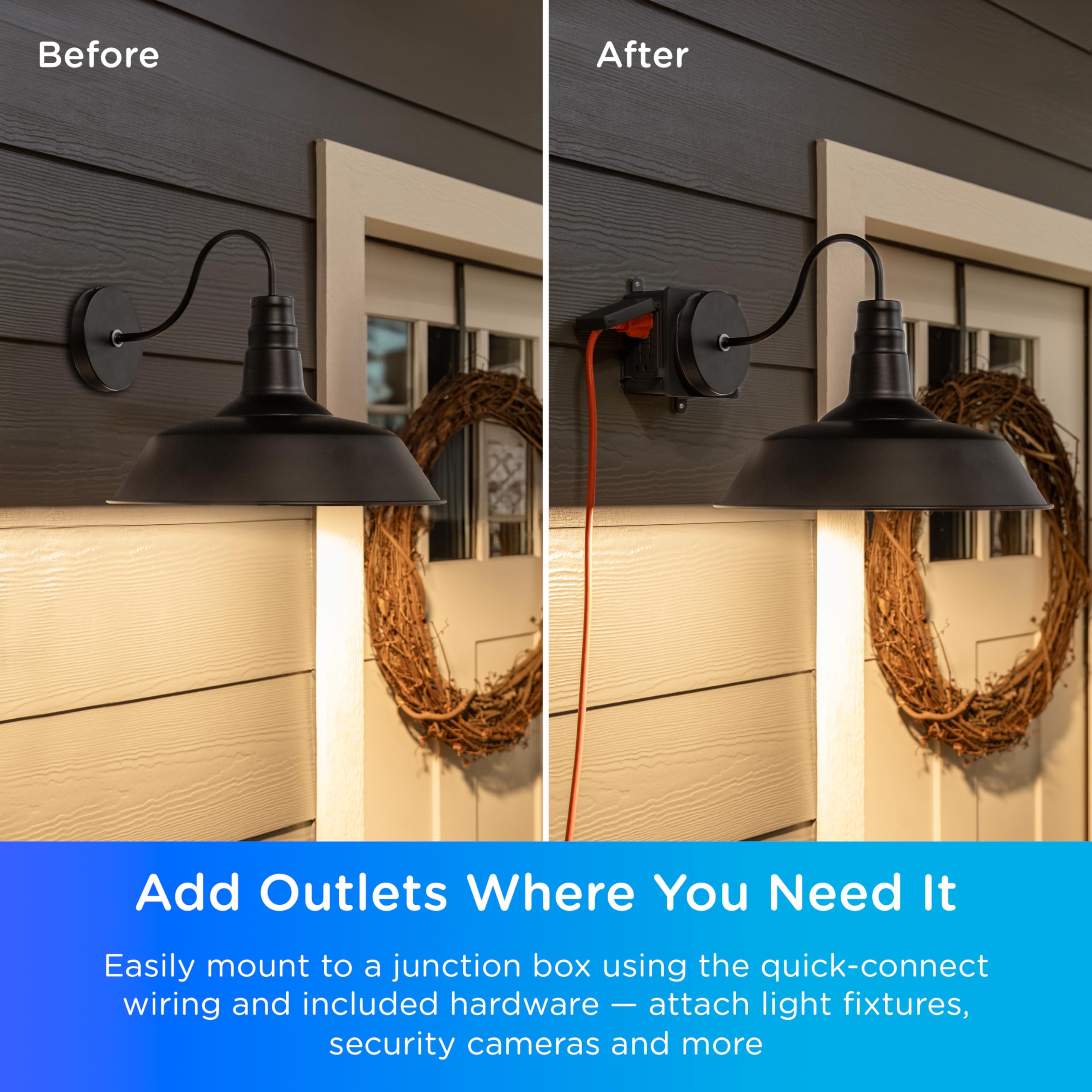 Enbrighten Vibe Add An Outlet Light Adapter, Smart Outdoor Outlet With Two Gfci Outlets For Porch Lights, Security Cameras, Dire