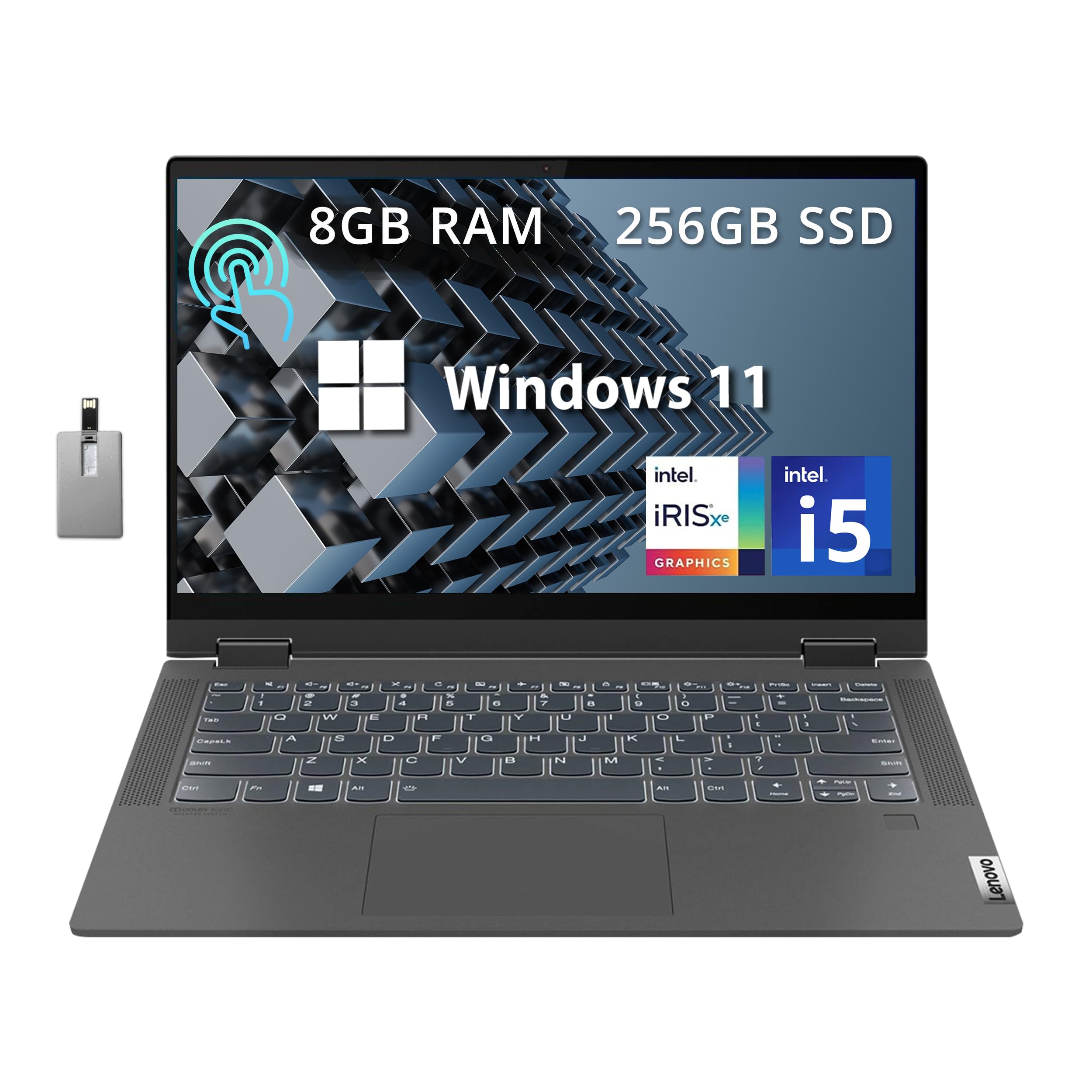 Lenovo IdeaPad Flex 5 15.6 FHD Touchscreen Laptop, Intel Core i5 1135G7, 8GB RAM, 256GB SSD, Intel Iris Xe, Backlit Keyboard, Fi
