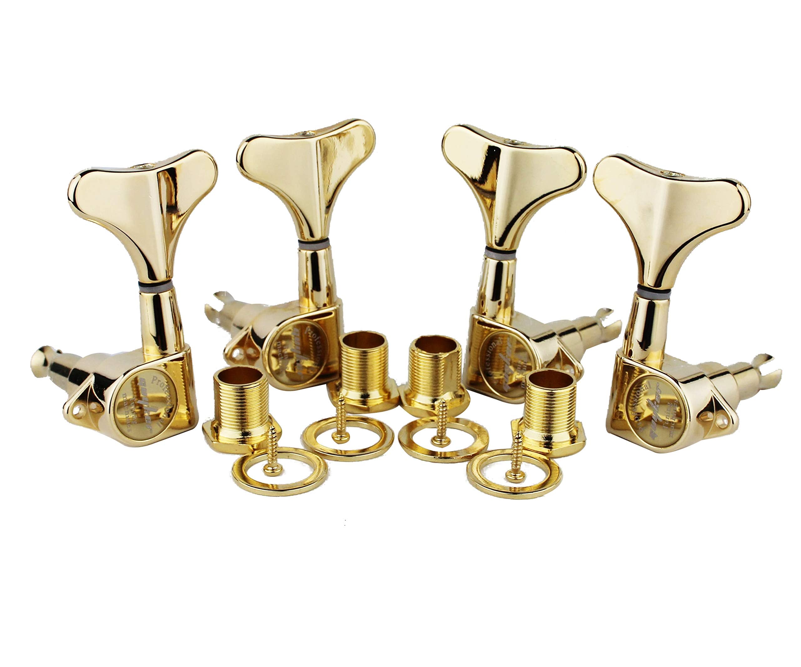 Guyker Guitar Bass Tuners (2R + 2L)   1:17 Ratio Headstock Sealed Tuning Key Pegs Machine Head Replacement For Electric Jazz Bas