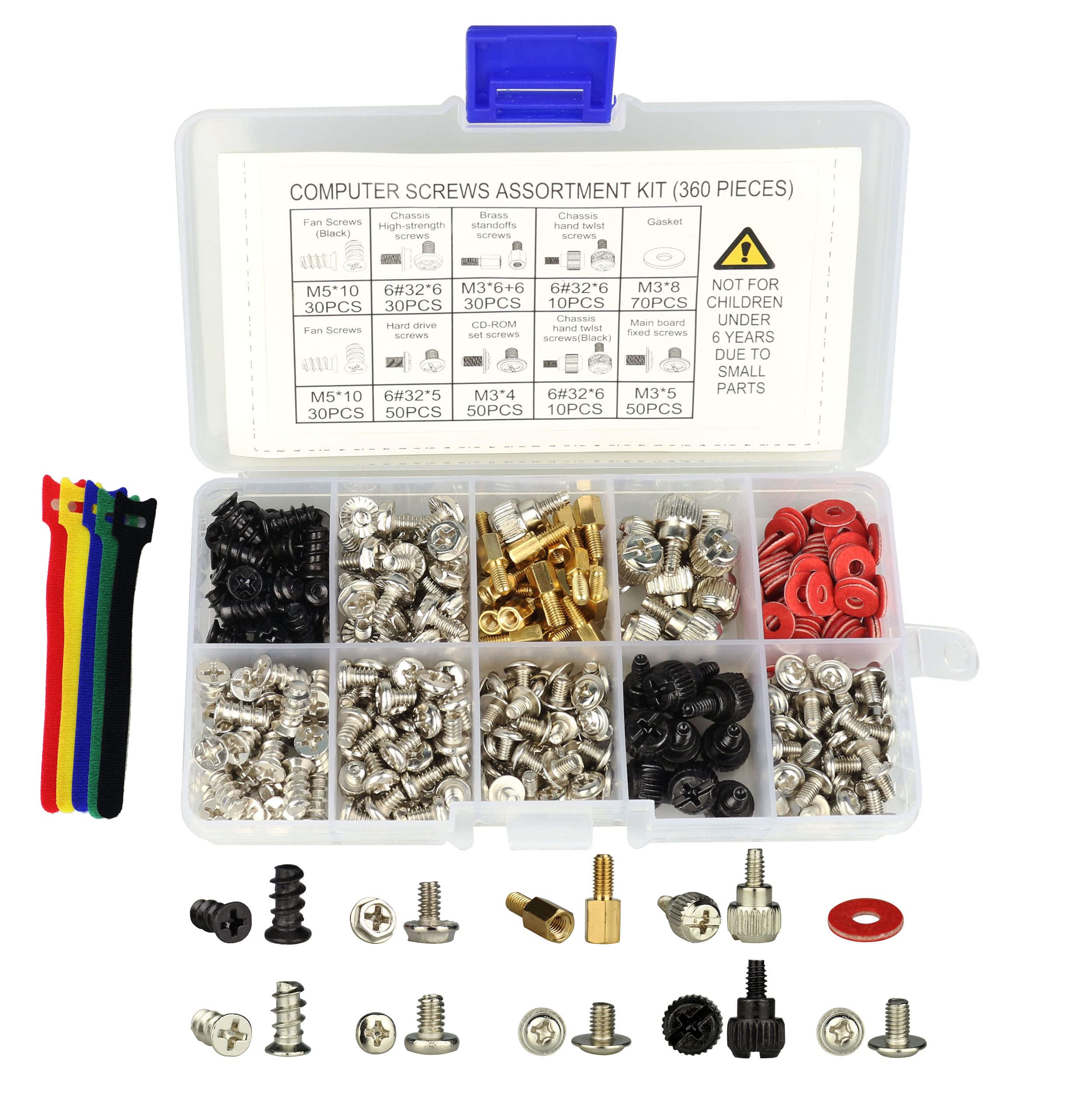 Computer Screws Standoffs Assortment Kit For Hard Drive Computer Case Motherboard Fan Power Graphics
