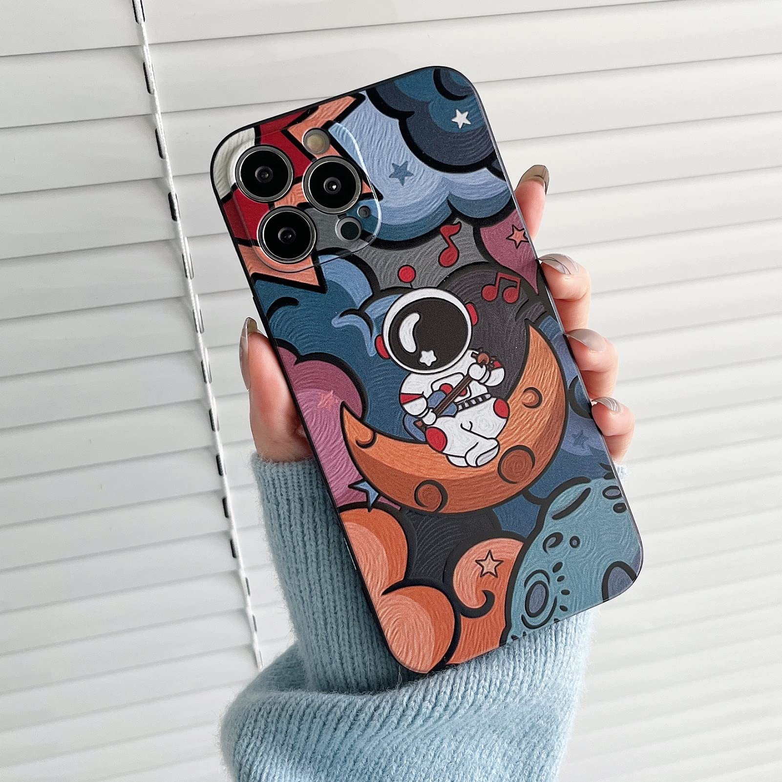 Yonds Queen Compatible With Iphone 11 Cute Case, Cool Cartoon Astronaut Moon Space Painting Design Stylish Soft Tpu Bumper Shock