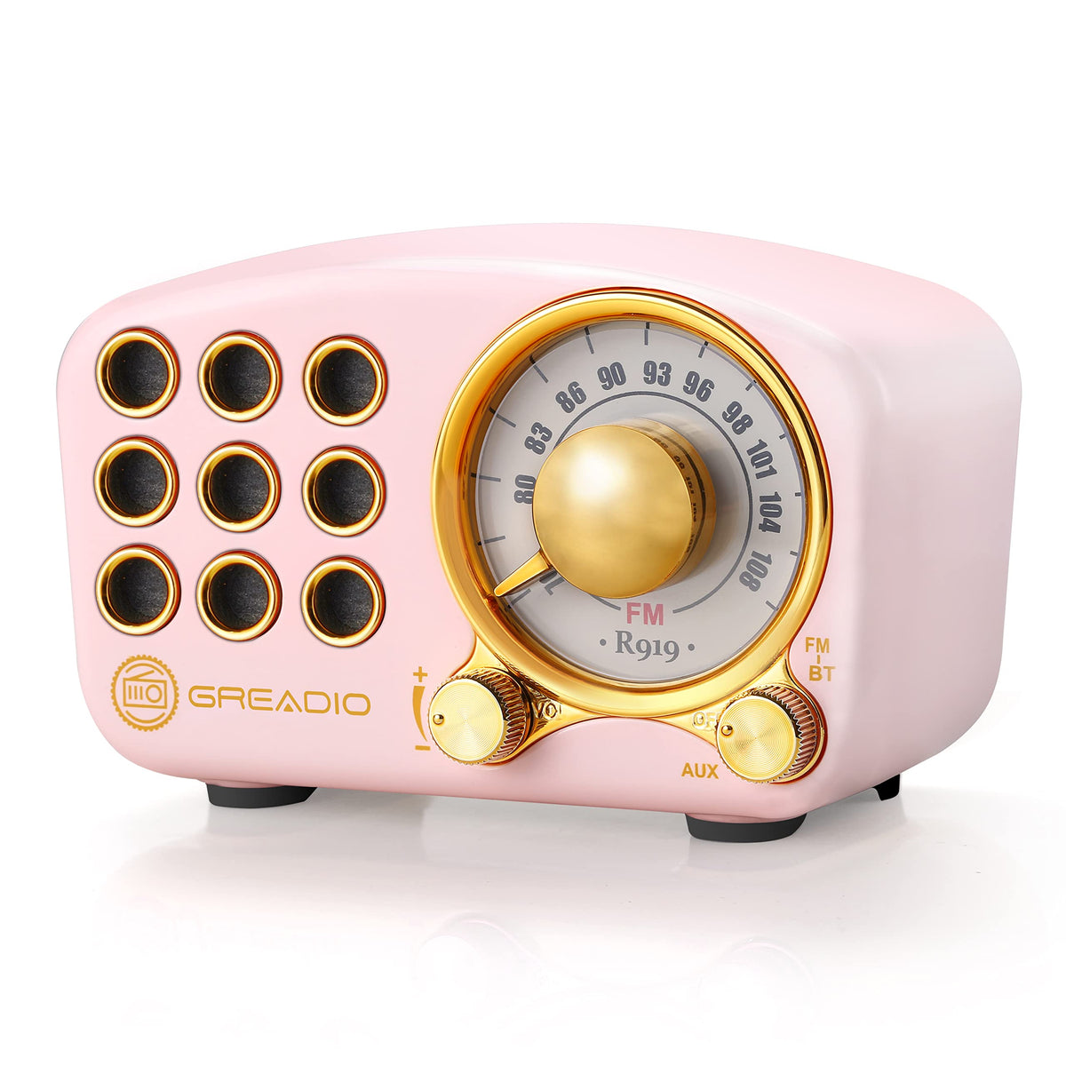 Retro Bluetooth Speaker, Vintage Radio Greadio Fm Radio With Old Fashioned Classic Style, Strong Bass Enhancement, Loud Volume, Bluetooth 5.0 Wireless Connection, Tf Card And Mp3 Player (Pink)
