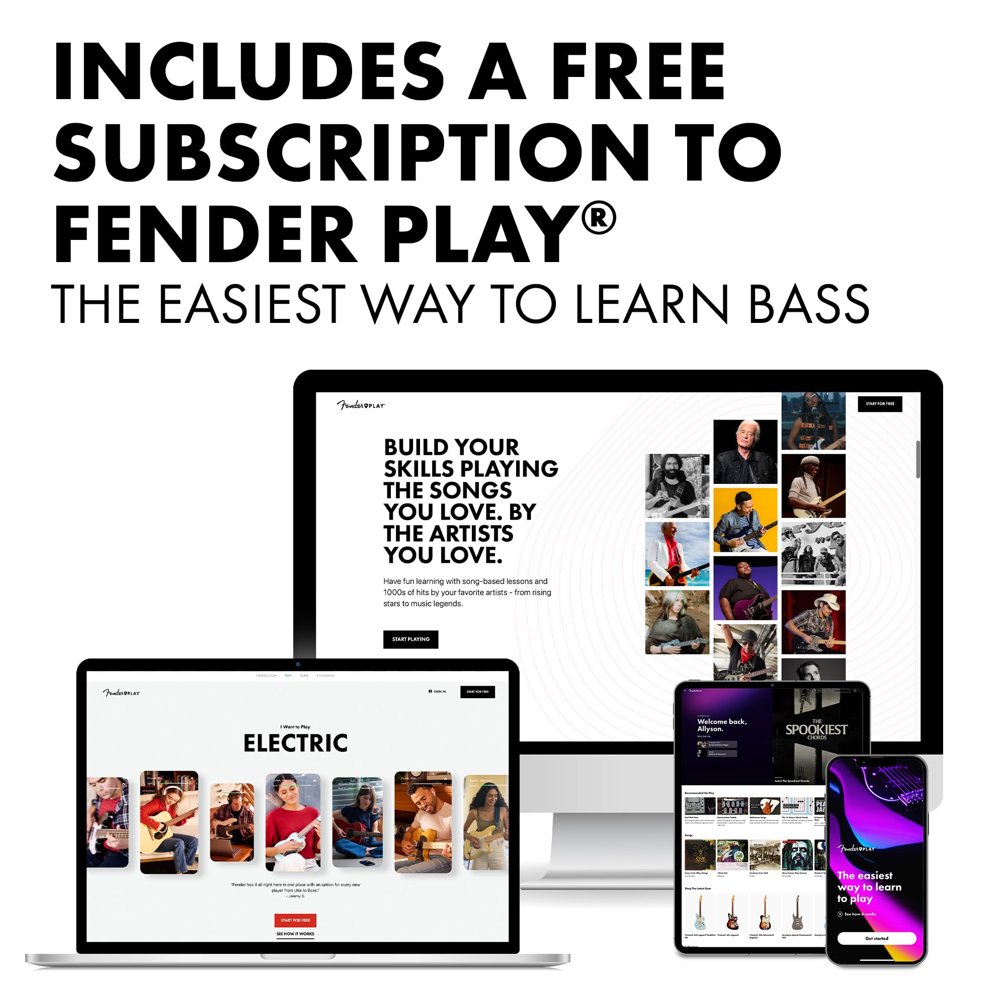 Fender Squier Debut Series Precision Bass Guitar, Beginner Guitar, With 2 Year Warranty, Includes Free Lessons, 2 Color Sunburst