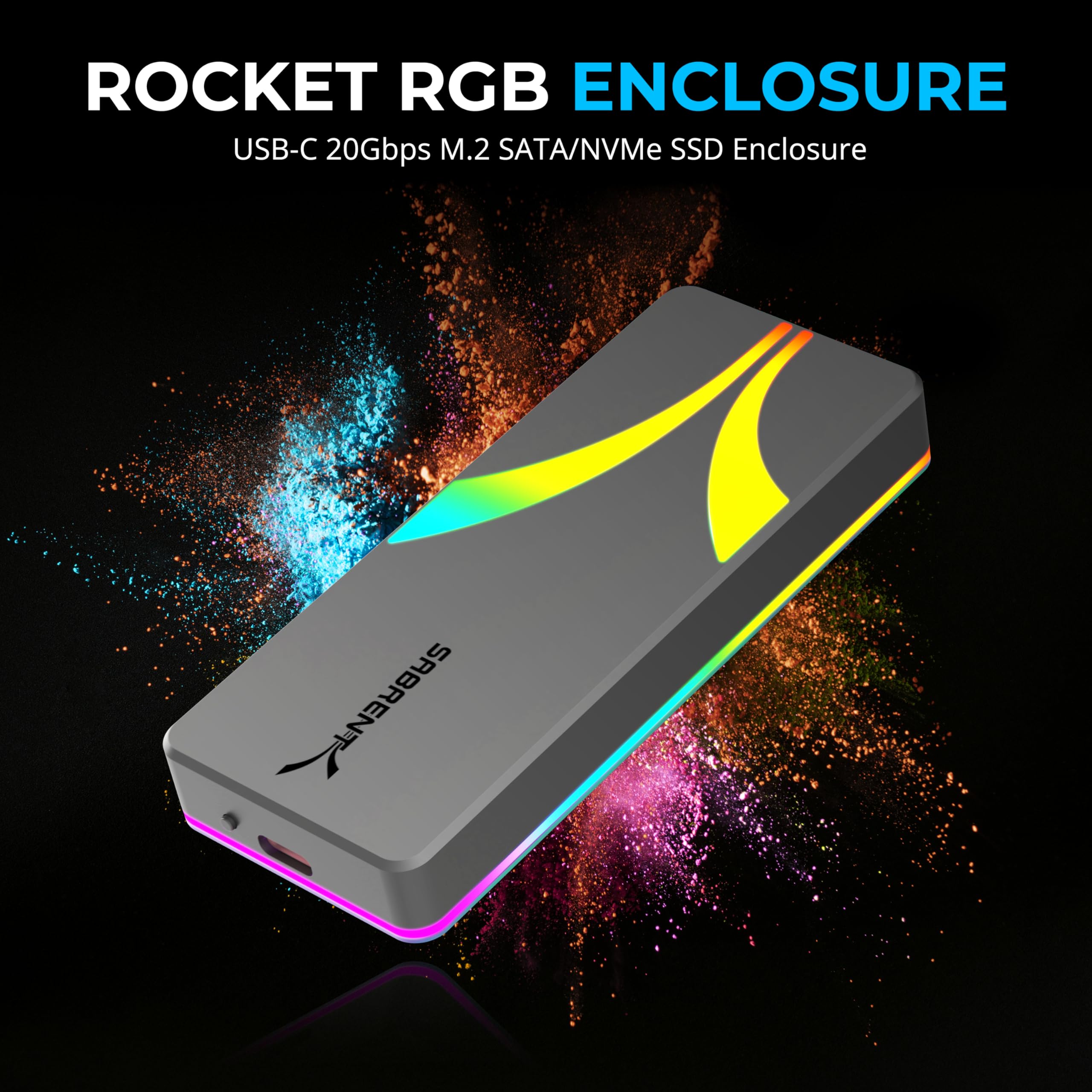 Sabrent Rocket Rgb Usb C 20Gbps M.2 Sata/Nvme Ssd Enclosure (Ec Rgbg)