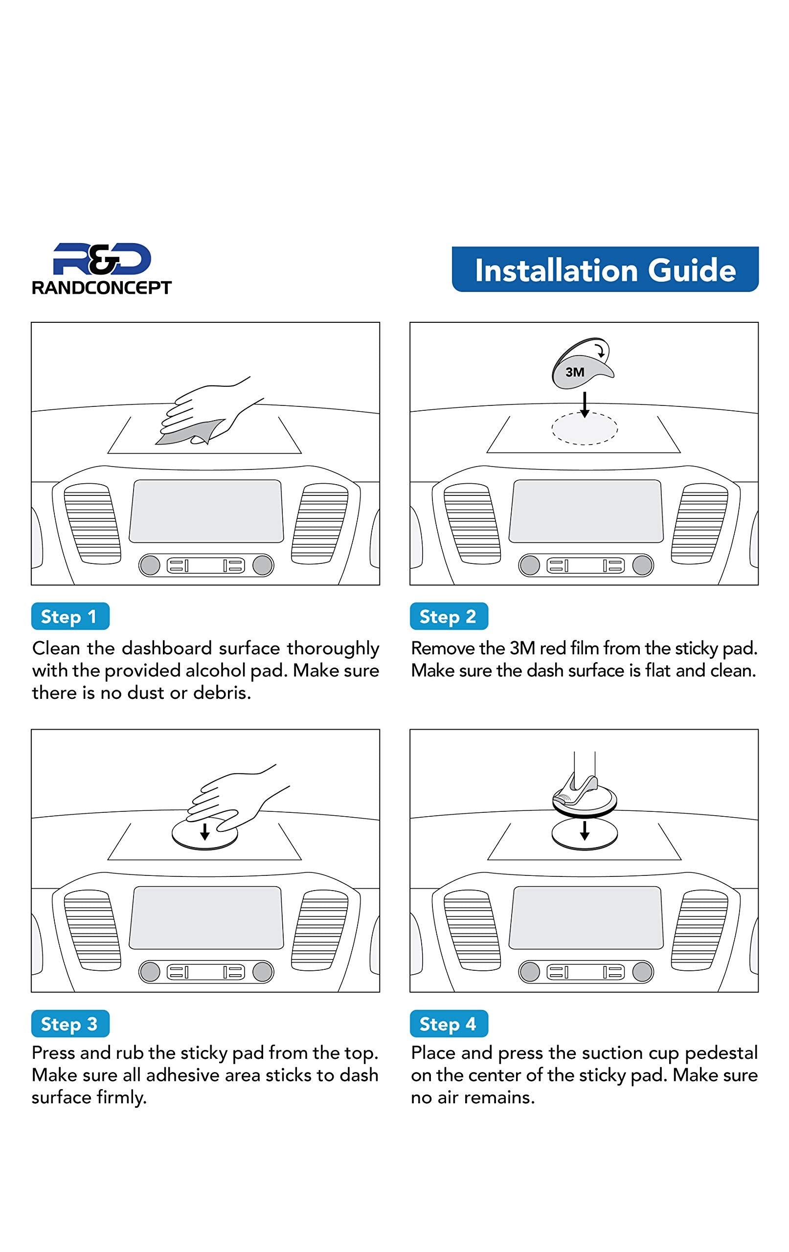 Randconcept   70Mm Adhesive Dashboard Pad Mounting Disk With Adhesive For Suction Cup Phone Mount & For Garmin Gps Suction Mount