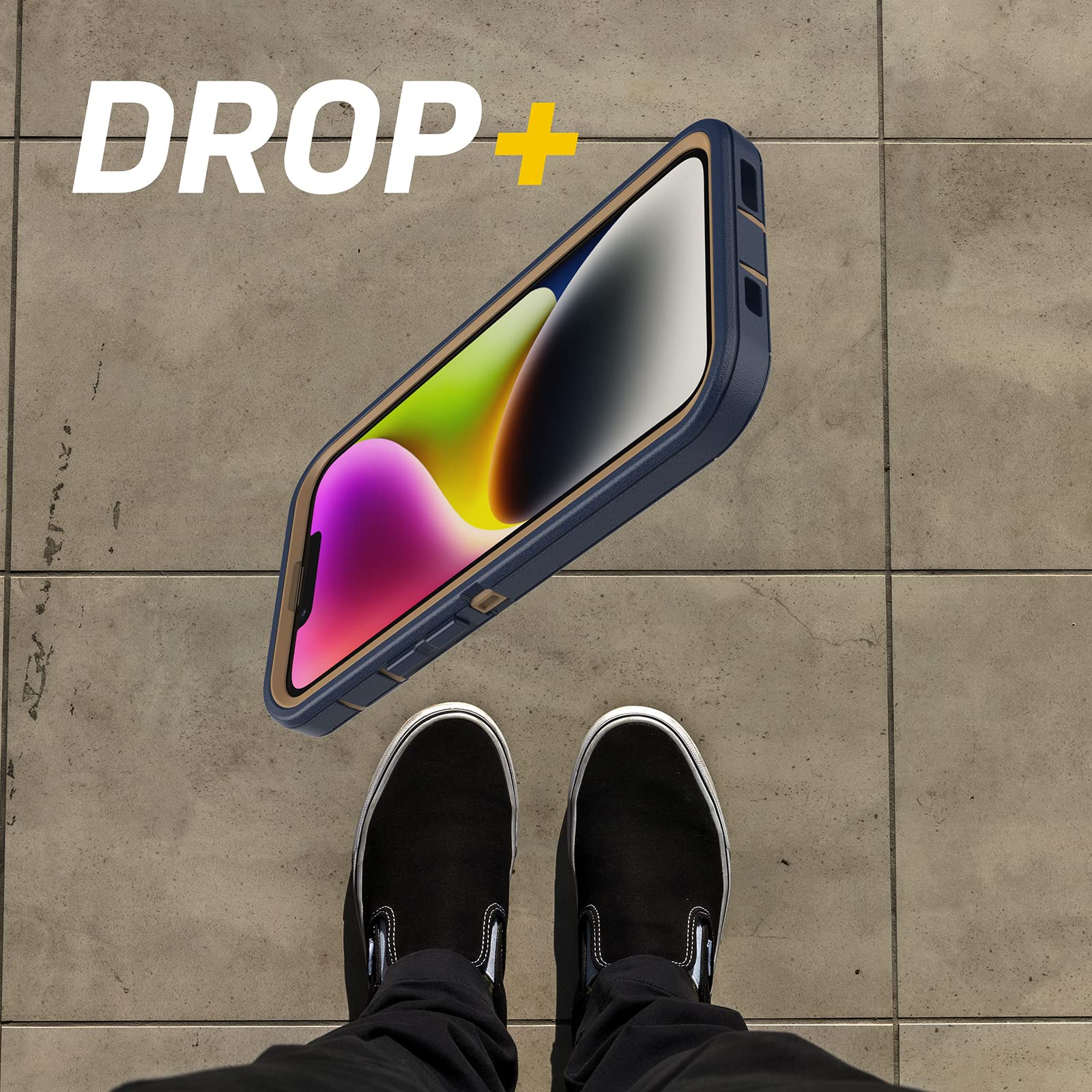 Otterbox Iphone 14 Plus Defender Series Case   Blue Suede Shoes (Blue), Rugged & Durable, With Port Protection, Includes Holster