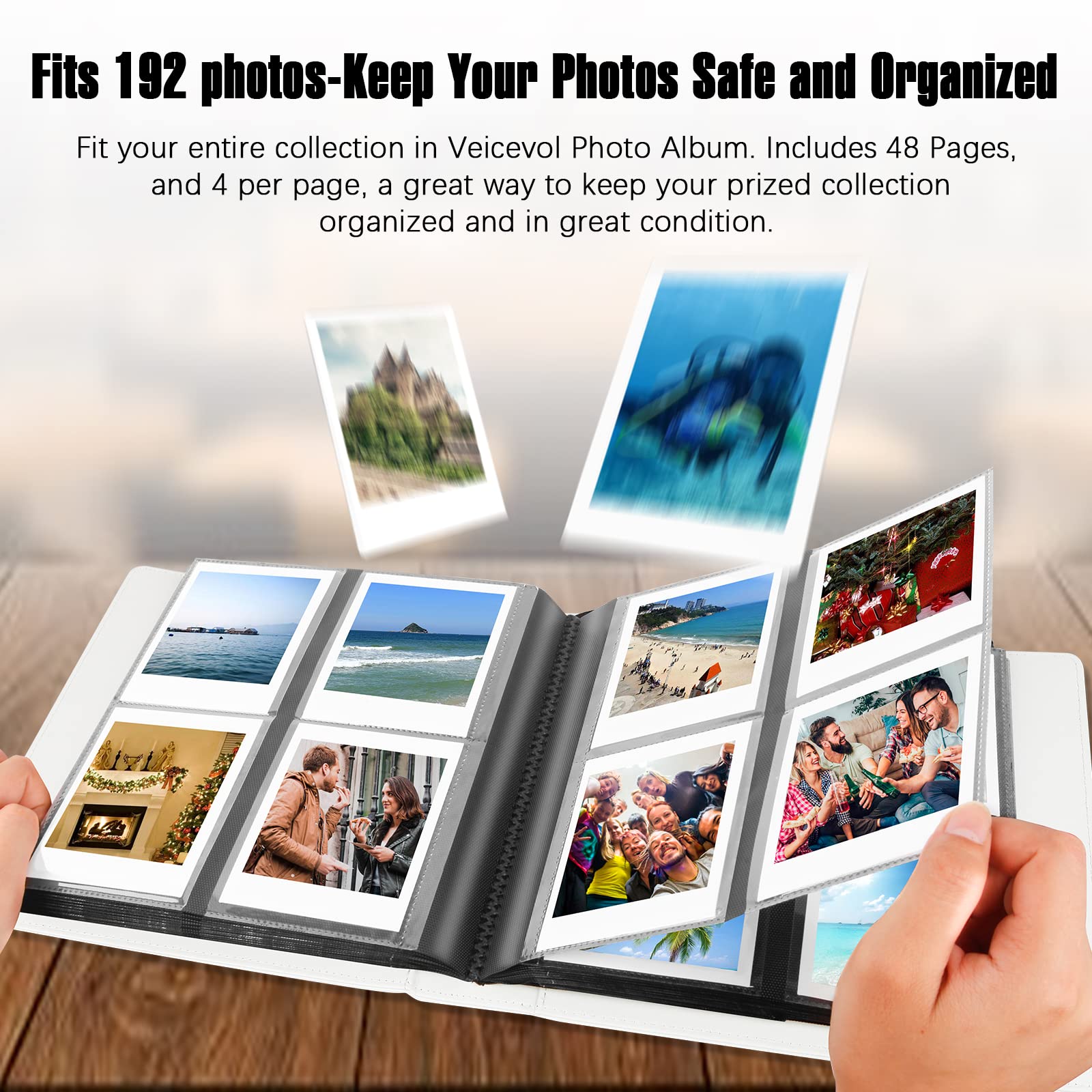 192 Pockets Photo Album For Fujifilm Instax Wide 300 Camera, Polaroid 600 I Type Film Album, Extra Large Picture Albums For Polaroid Now Onestep2 Onestep+ Instant Camera, Pop Lab Print Camera (White)