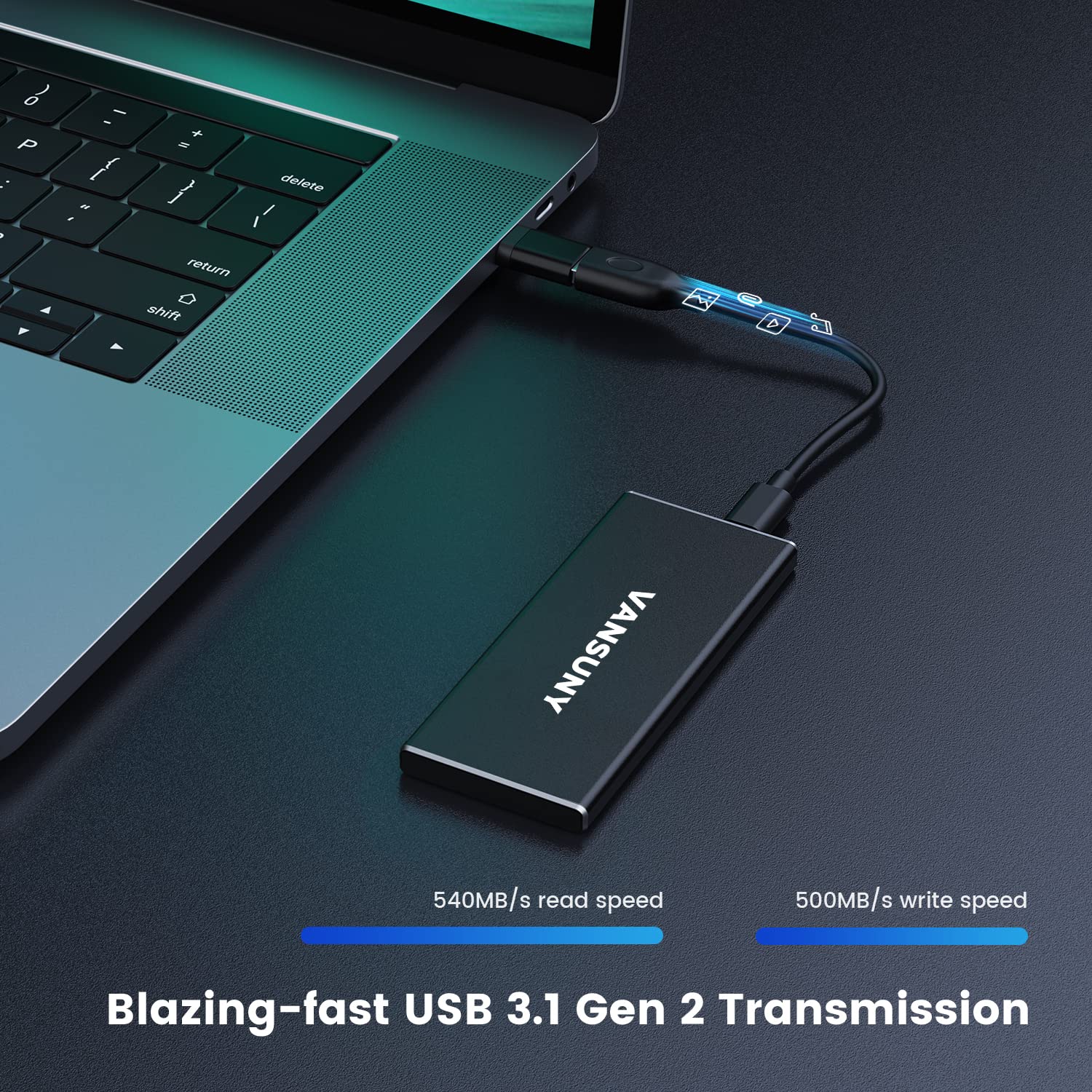 Vansuny 1Tb Portable External Ssd, Usb 3.1 Gen2 540Mb/S High Speed Data Transfer, Metal Usb C Mini Portable External Solid State