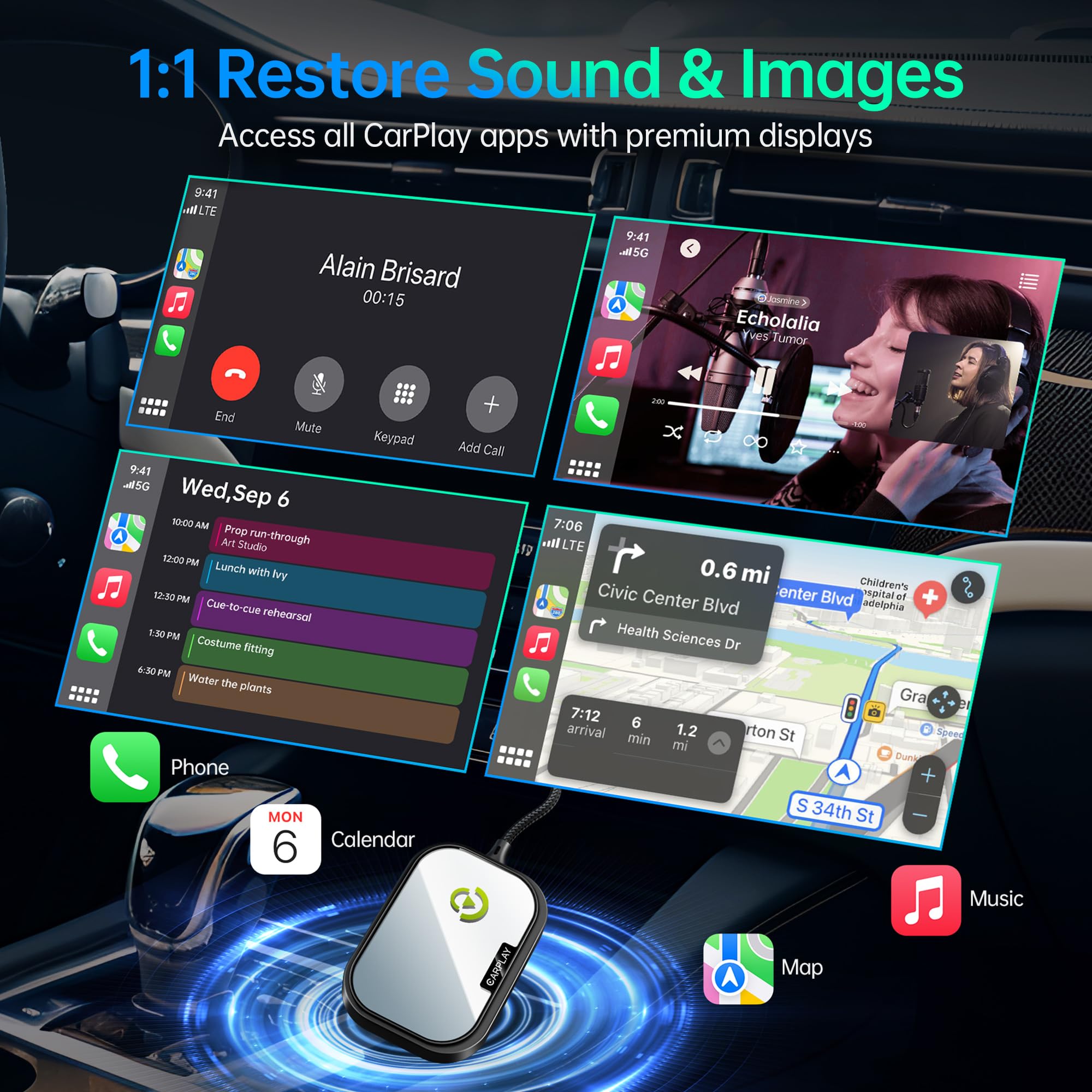 Wireless Carplay Adapter For Apple Iphone, Converts Factory Wired Carplay To Wireless Carplay 2024 Upgrade Plug & Play Auto Conn