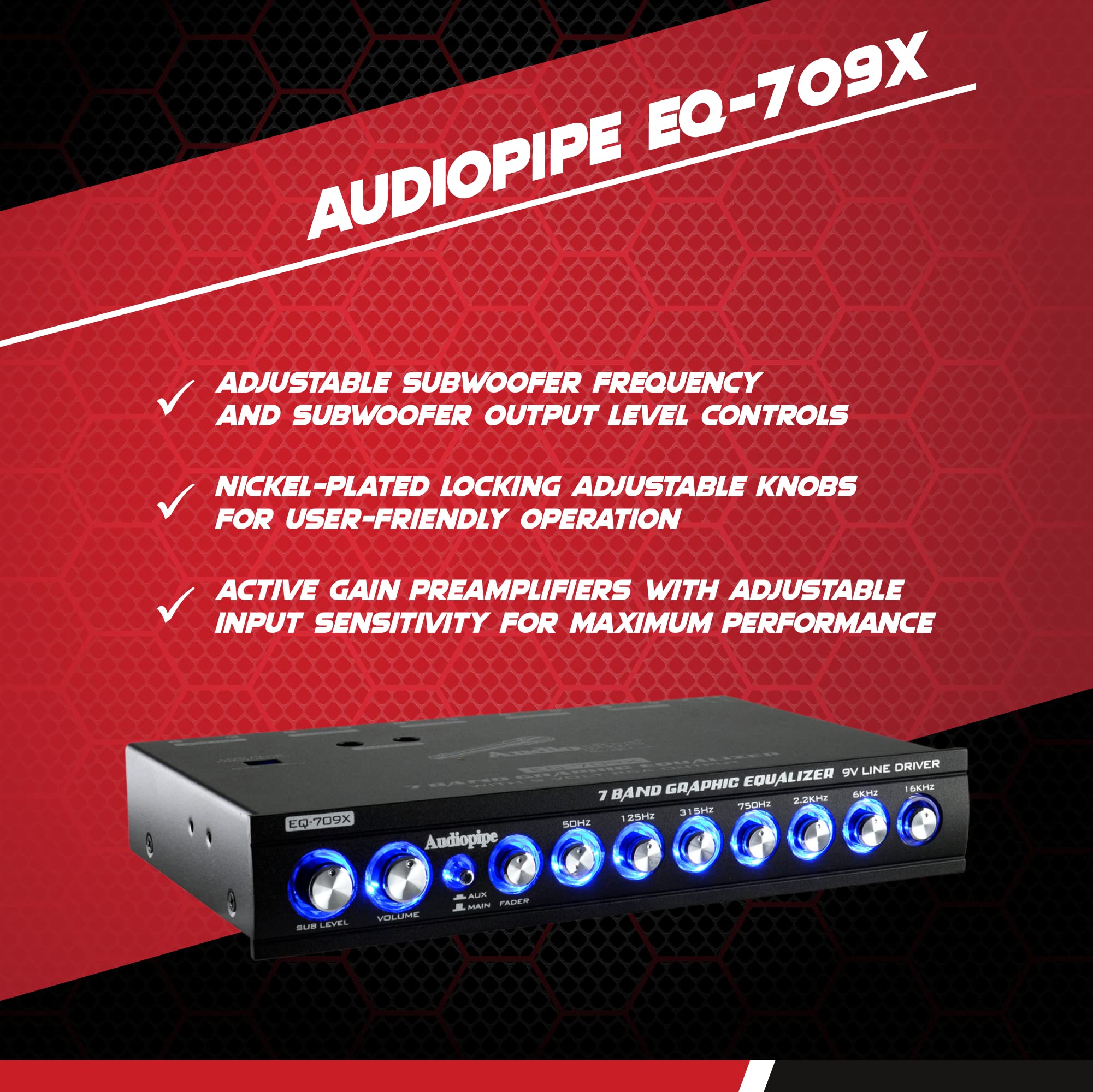 Audiopipe Eq 709X 7 Band Graphic In Dash Equalizer