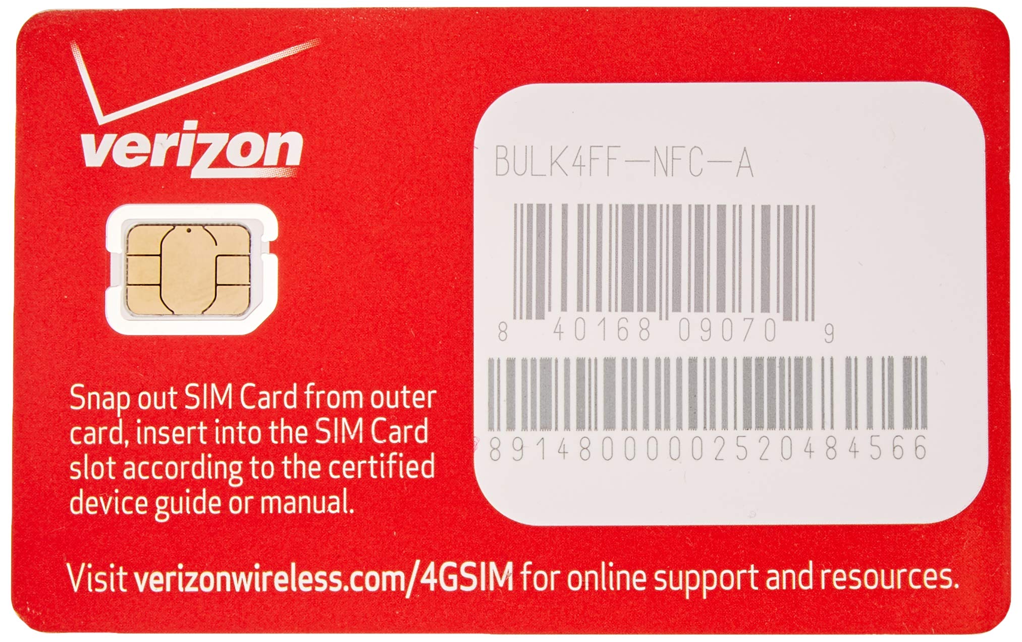 Verizon Nano Sized Sim Card 4G Lte, 4Ff Nfc   Samsug Galaxy S6, S6 Edge, Android