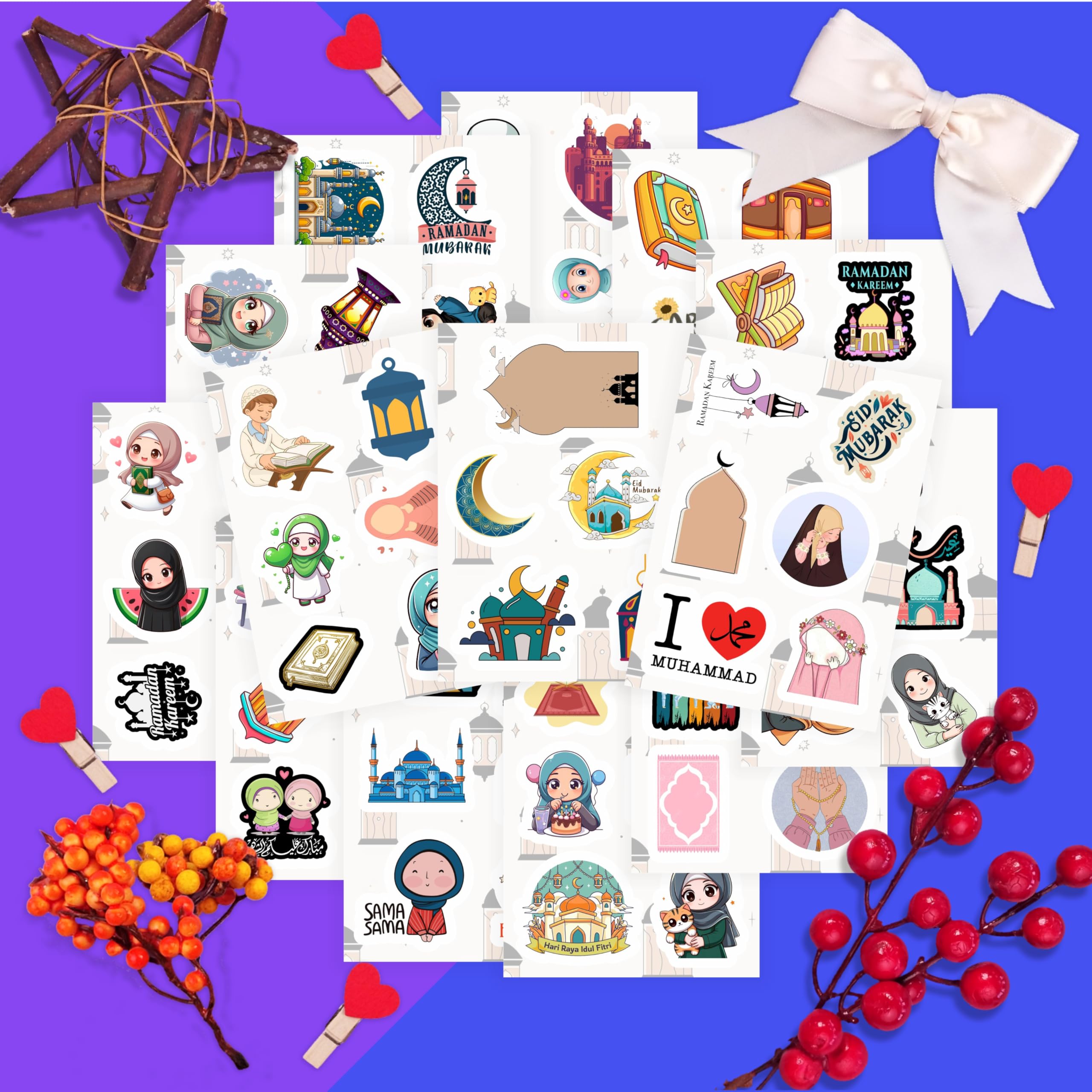 Islamic Stickers For Ki_Ds, Muslim Stickers For Water Bottle And Laptop   Islam Party Favors & Decorations, Ramadan Waterproof V