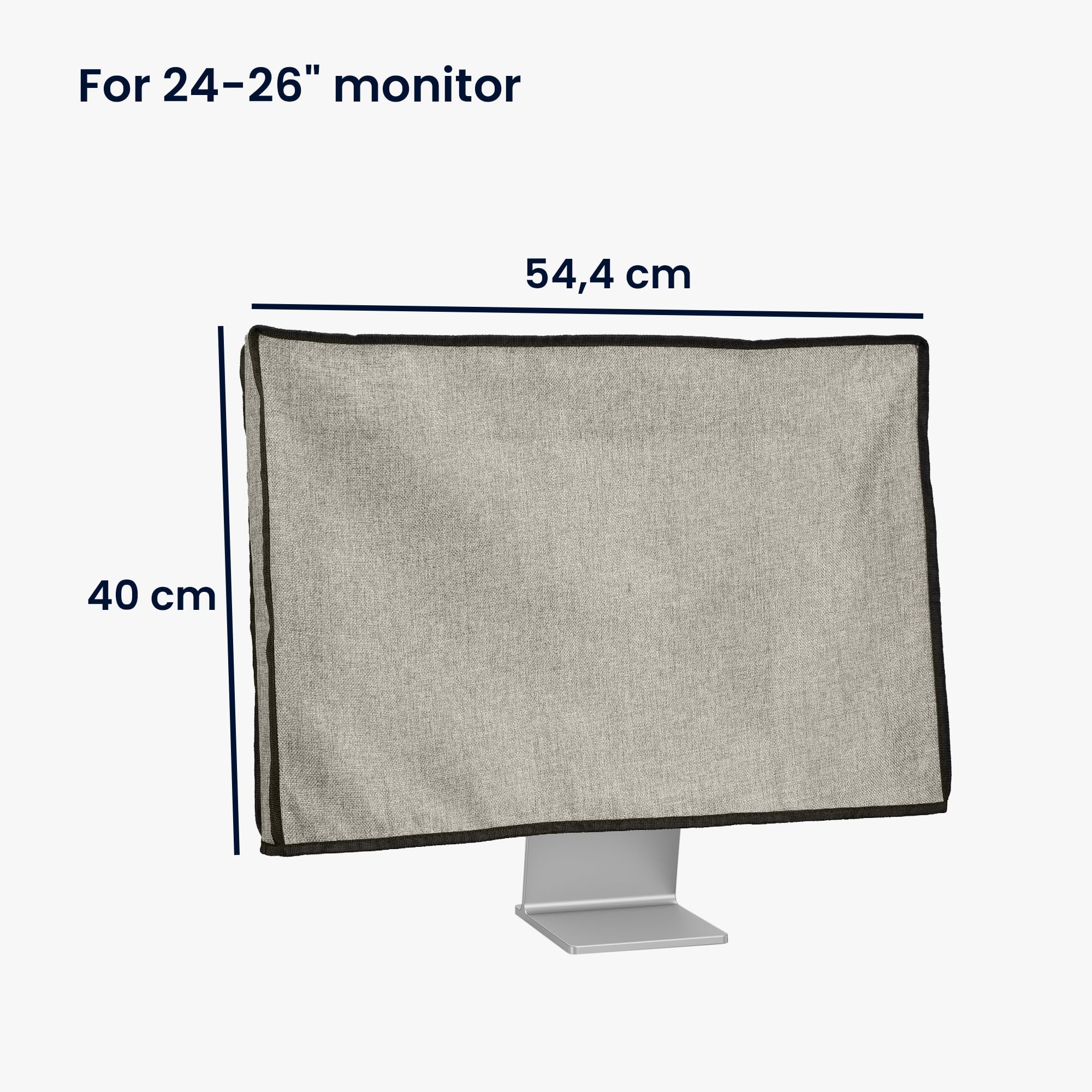 Kwmobile Dust Cover For 24 26'' Monitor   Linen Monitor Display Protector   Protect Your Computer Screen   Light Grey