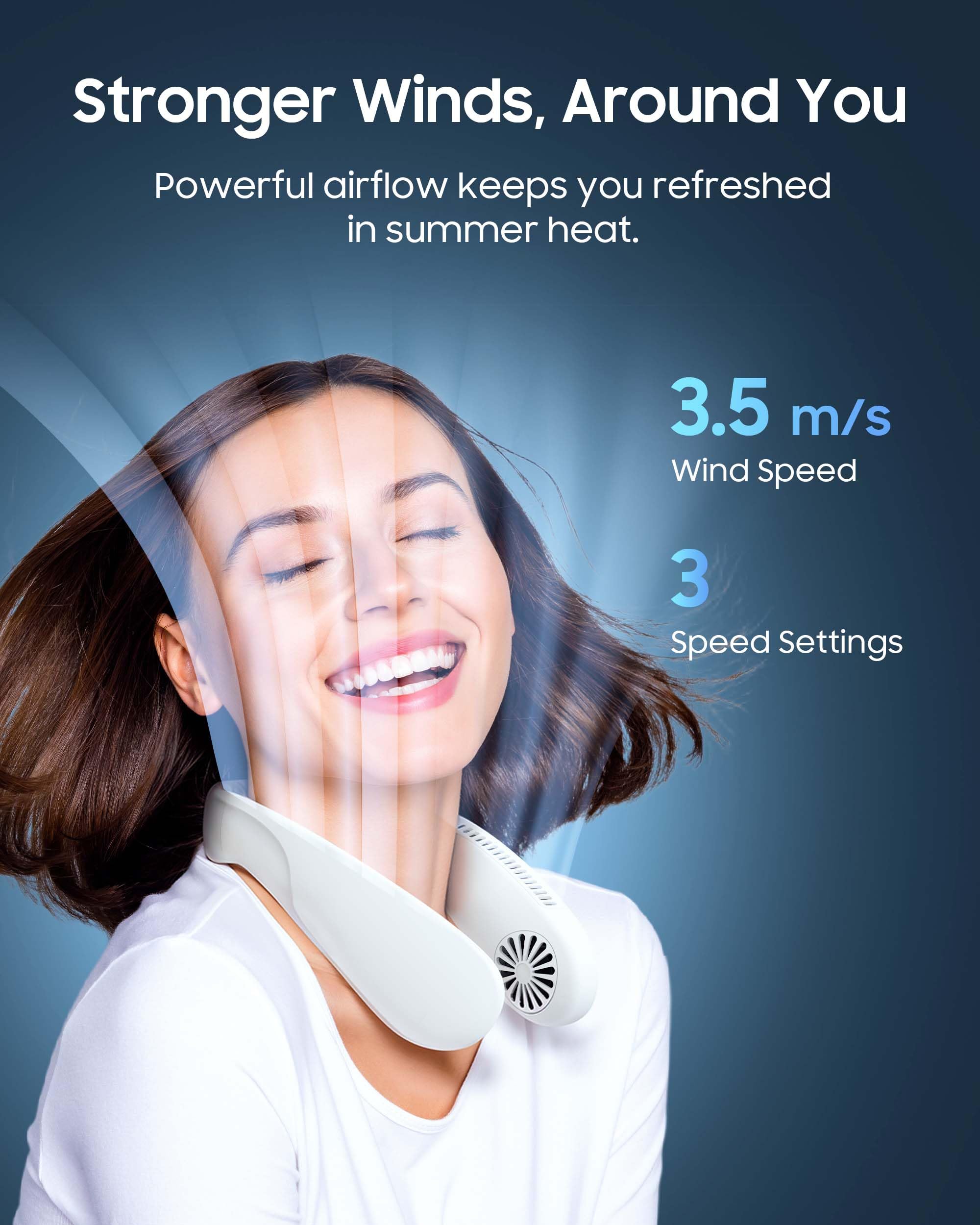 Higo Coolmaster Ultra Neck Fan, Neck Air Conditioner, 2 In 1 Cooling Neck Fan Portable Rechargeable, Wearable Personal Fan, 5500