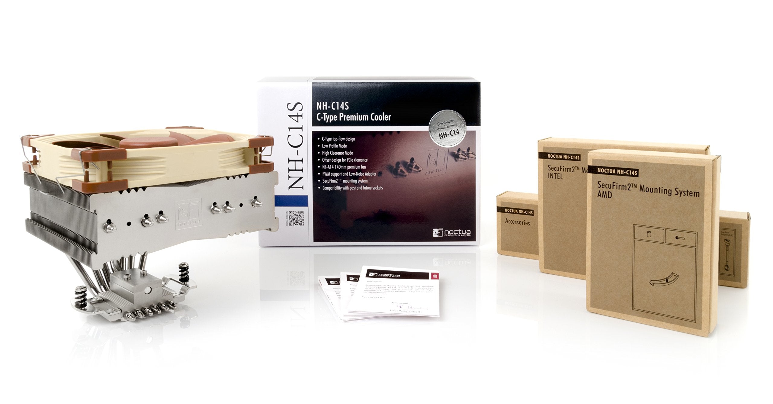 Noctua Nh C14S, Premium Cpu Cooler With Nf A14 Pwm 140Mm Fan (Brown)