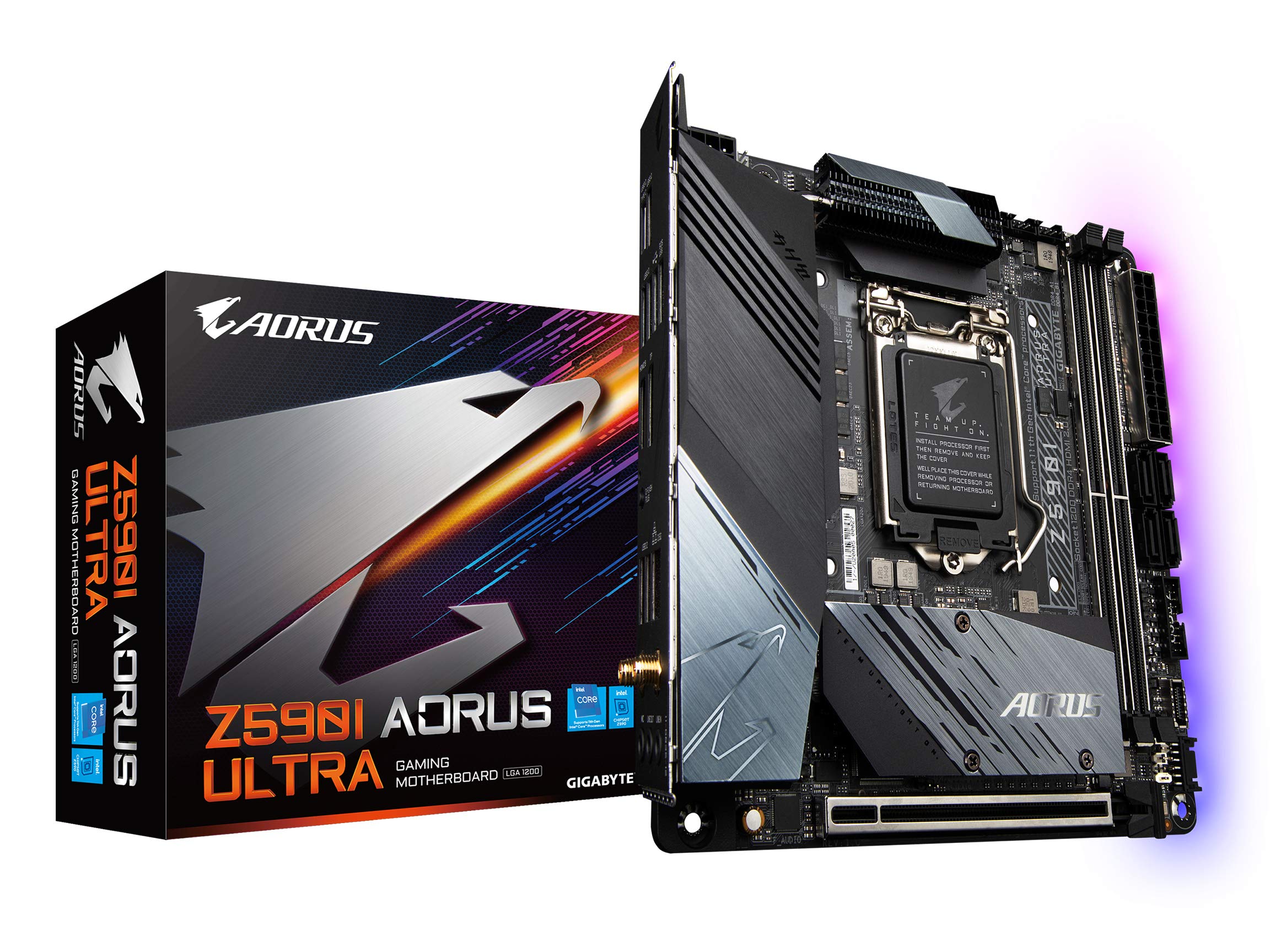 Gigabyte Z590I Aorus Ultra (Lga 1200/Intel Z590/Mini Itx/Dual M.2/Pcie 4.0/Usb 3.2 Gen2X2 Type C/Intel Wifi 6/Intel I225V 2.5Gbe
