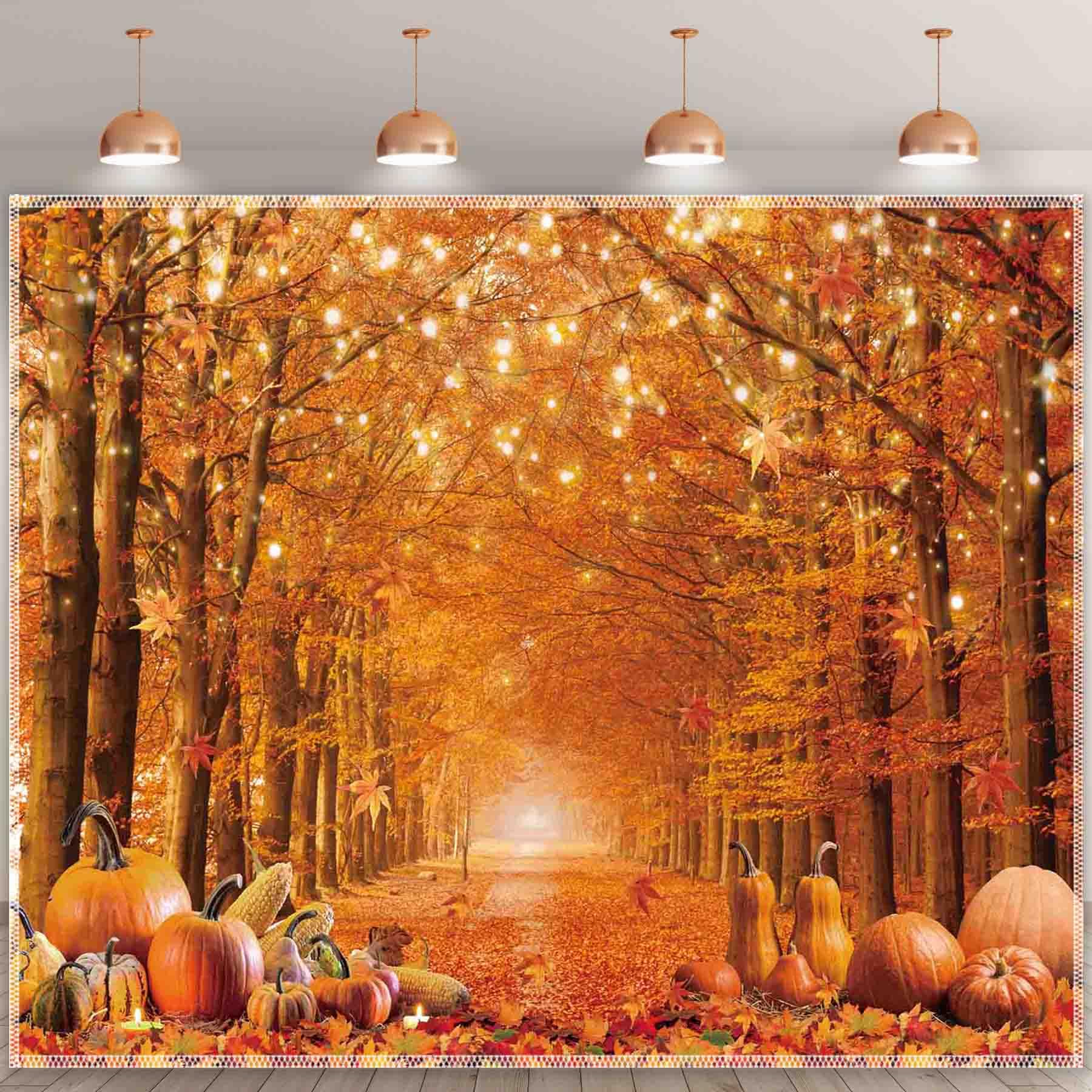 Swepuck 10X8Ft Fall Photography Backdrop Autumn Maple Leaves Pumpkin Friendsgiving Background Thanksgiving Party Supplies Farm H