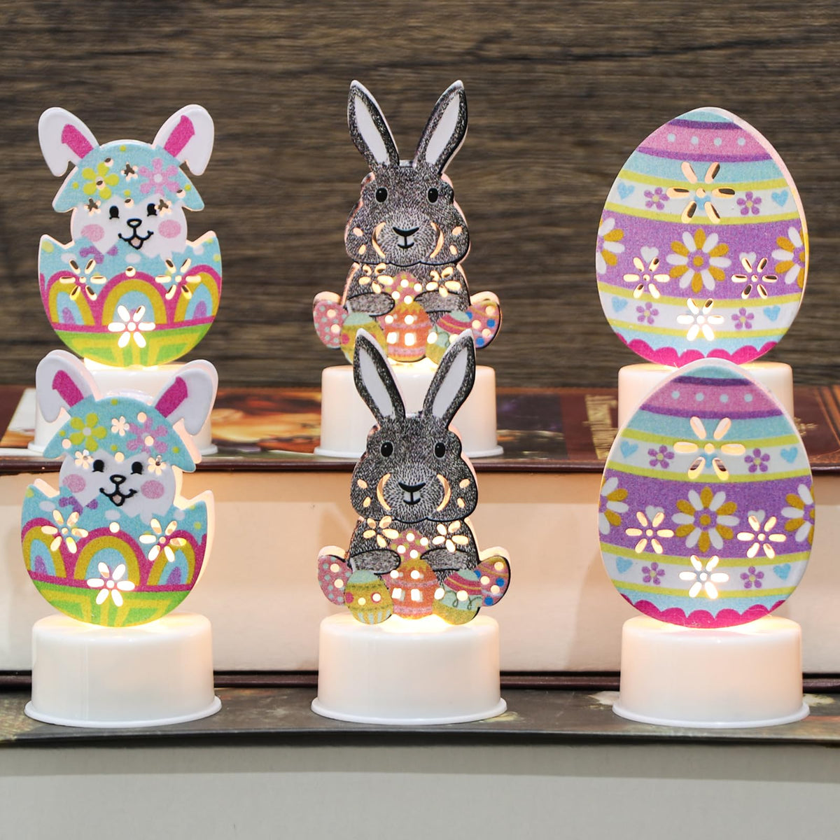 Dromance Easter Flameless Votive Candles With Timer Battery Operated Led Flickering Tea Lights Candles Long Lasting 300 Hours 2 