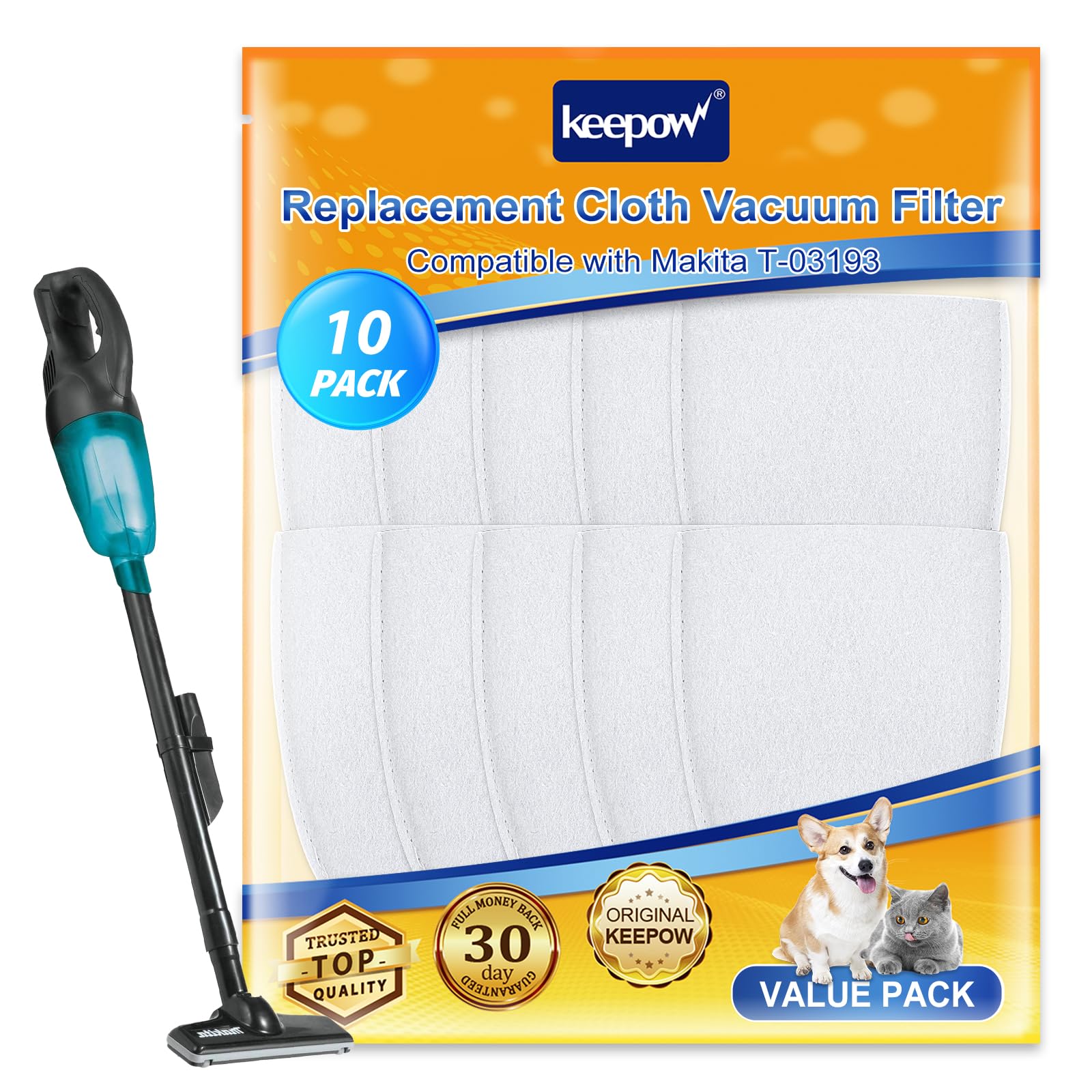 Keepow Vacuum Filters Compatible With Makita T 03193 Replacement Vacuum Filter Cloth For Xlc02 Lc01 Bcl180 443060 3 Vacuums, 10