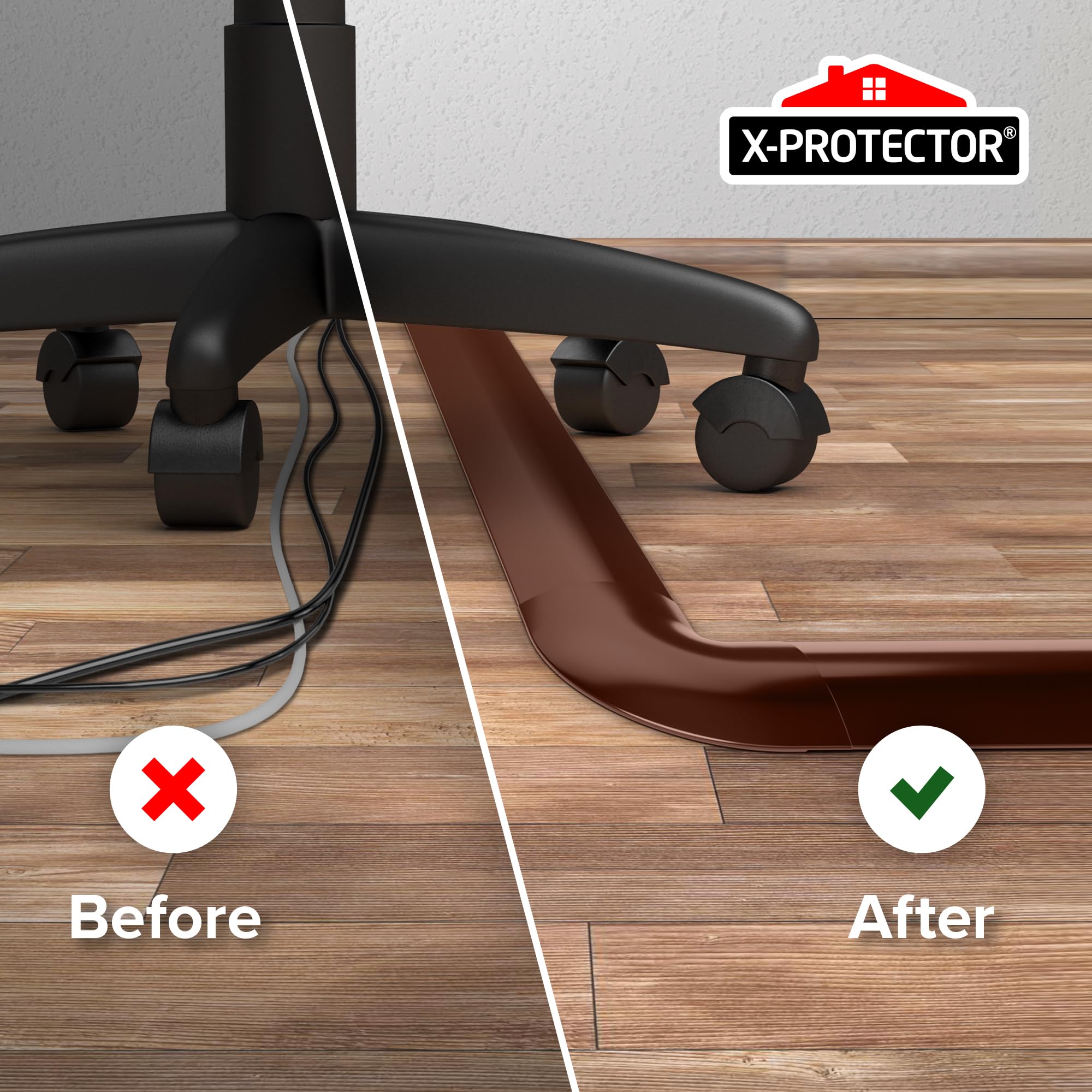 Corners For Floor Cord Covers By X Protector   4 Pcs   Silicone Material   Brown Color   Self Adhesive   Compatible Only With Re