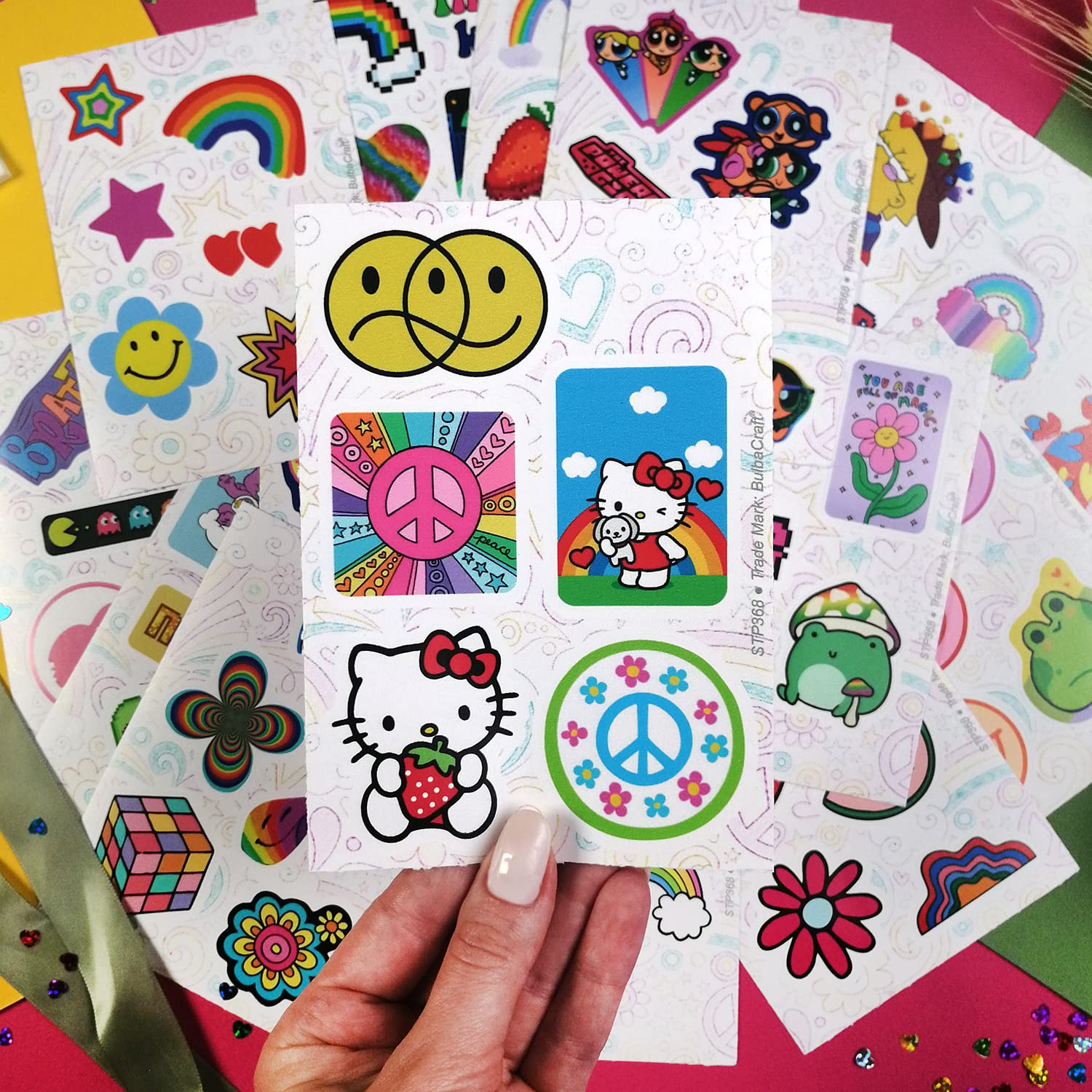 Bulbacraft 101Pcs Indie Stickers Aesthetic, Kidcore Stickers, 90S Stickers, 2000S Stickers, Power Puff Girls Stickers, Y2K Stick