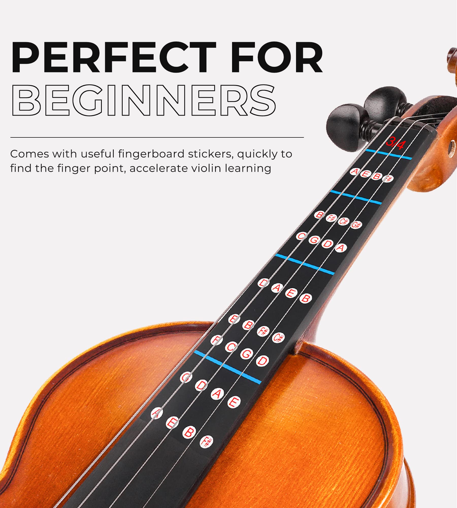 Vangoa 3/4 Violin Beginner Acoustic Violin Fiddle Three Quarters Starter Set For Students With Violin Case, Rosin, Shoulder Rest