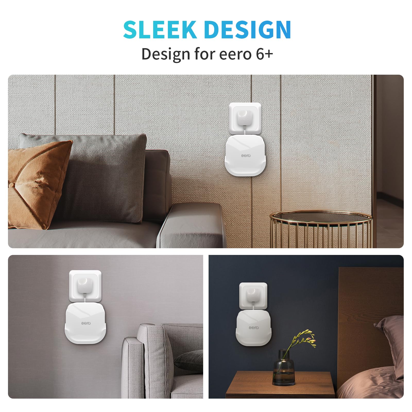3Pack Wall Mount Holder For Eero 6 Plus 6+ And Eero 6 Router Mesh Wi Fi System,Wall Mount Stand Bracket For Eero 6 Plus And Eero