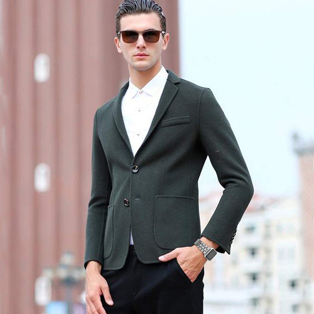 Pugo Top Replacement For Apple Watch Band, Stainless Steel Metal Iwatch Iphone Watch Folding Buckle Band For Apple Watch Series