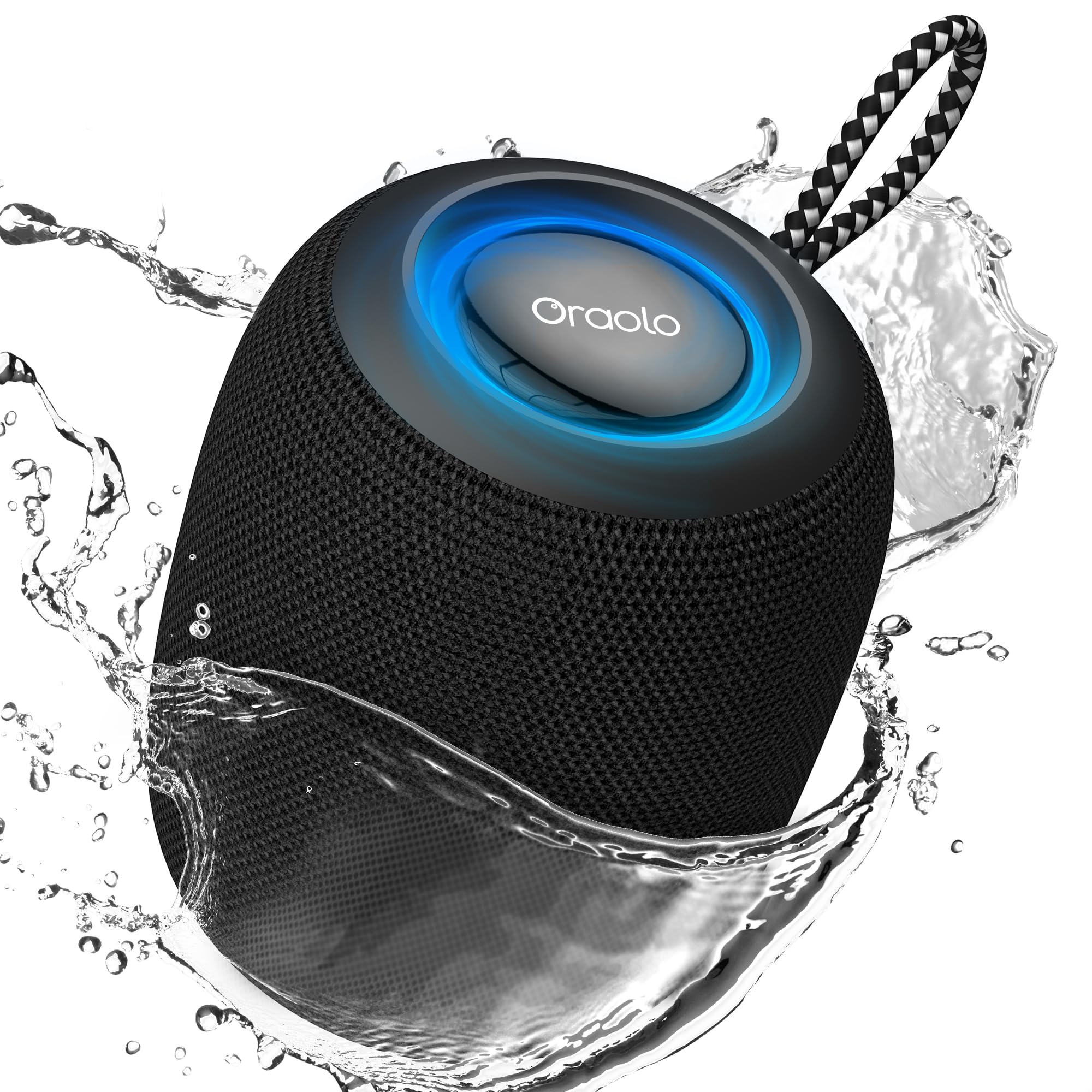 Oraolo Bluetooth Speaker, Ipx7 Waterproof Portable Bluetooth Speaker With 15W Immersive Audio, 30H Playtime, Led Light, Bluetoot