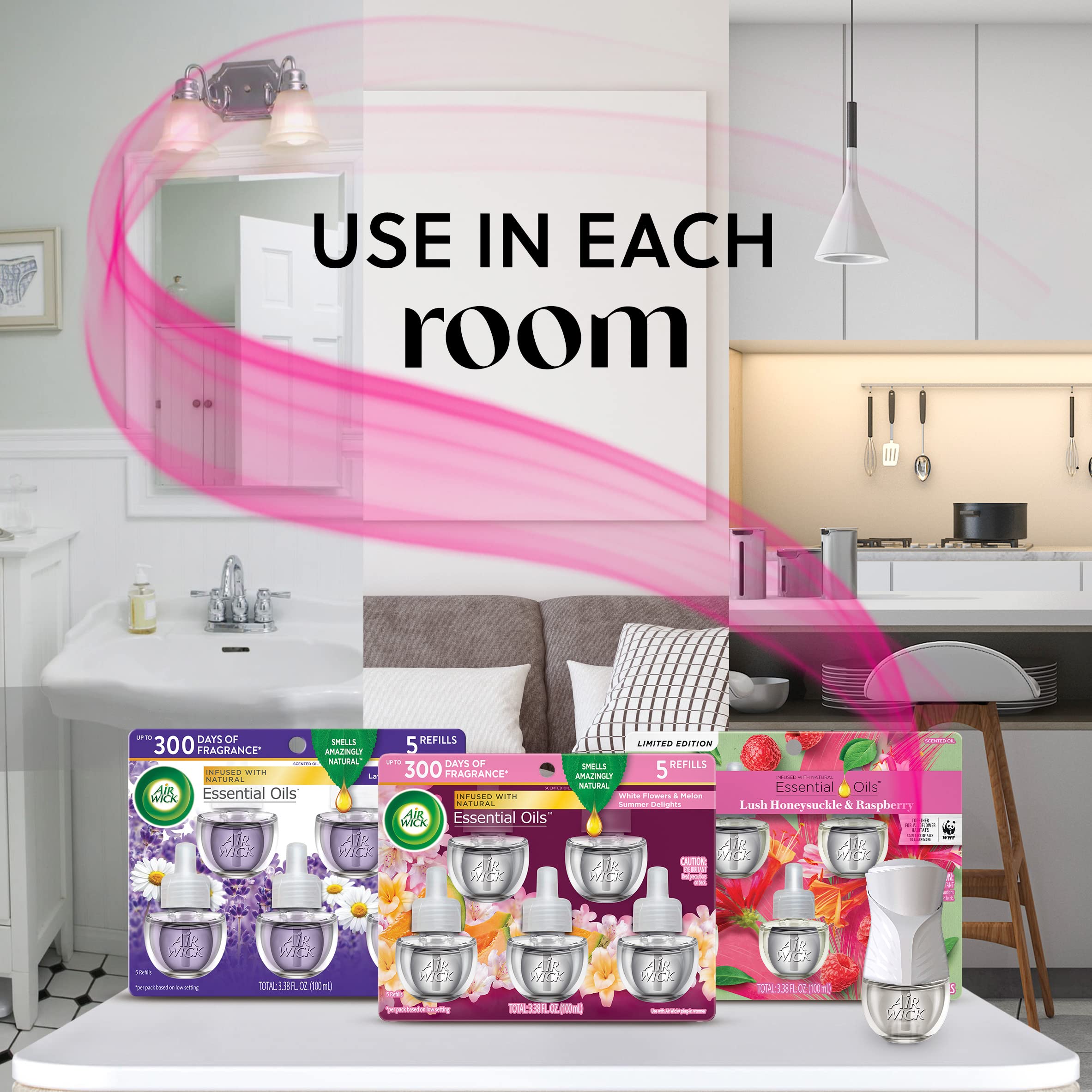 Air Wick Plug In Scented Oil Refill, 5Ct, Summer Delights, Air Freshener, Essential Oils