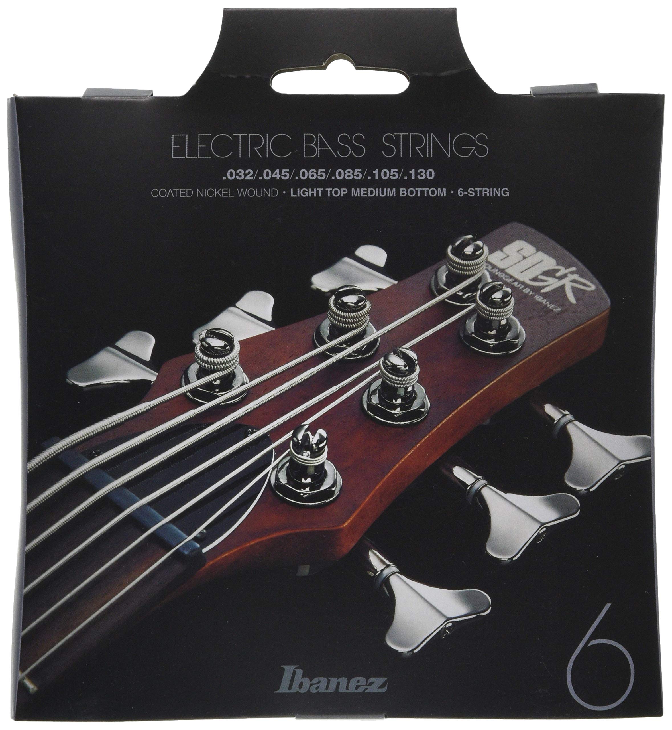 Ibanez, 6 Nickel Bass Guitar Strings Light Top Medium Bottom, Silver, (Iebs6C)