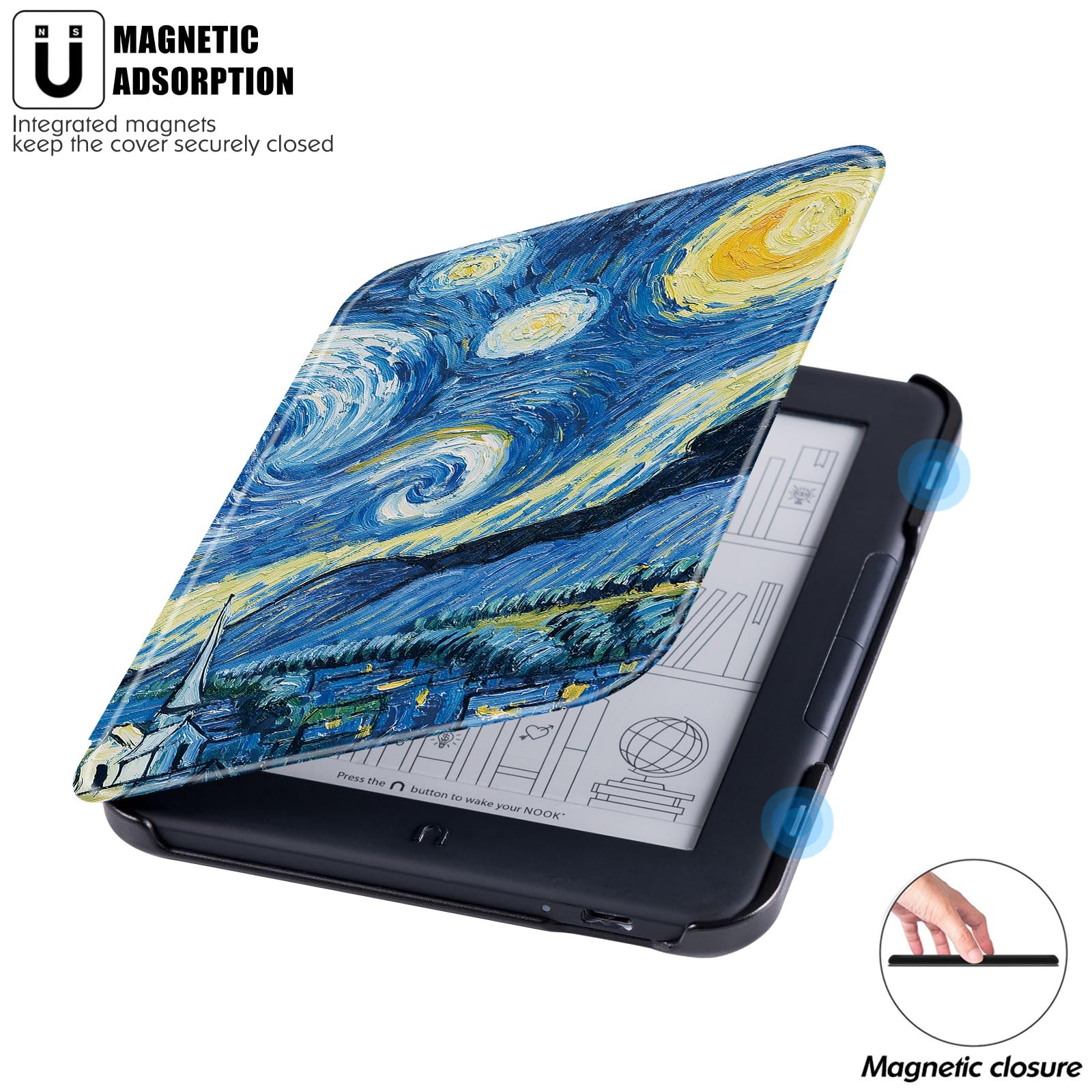 Bozhuorui Slim Case For 6'' Nook Glowlight 4 (2021 Released) / Nook Glowlight 4E (2022 Released)   Ultra Lightweight Premium Pu