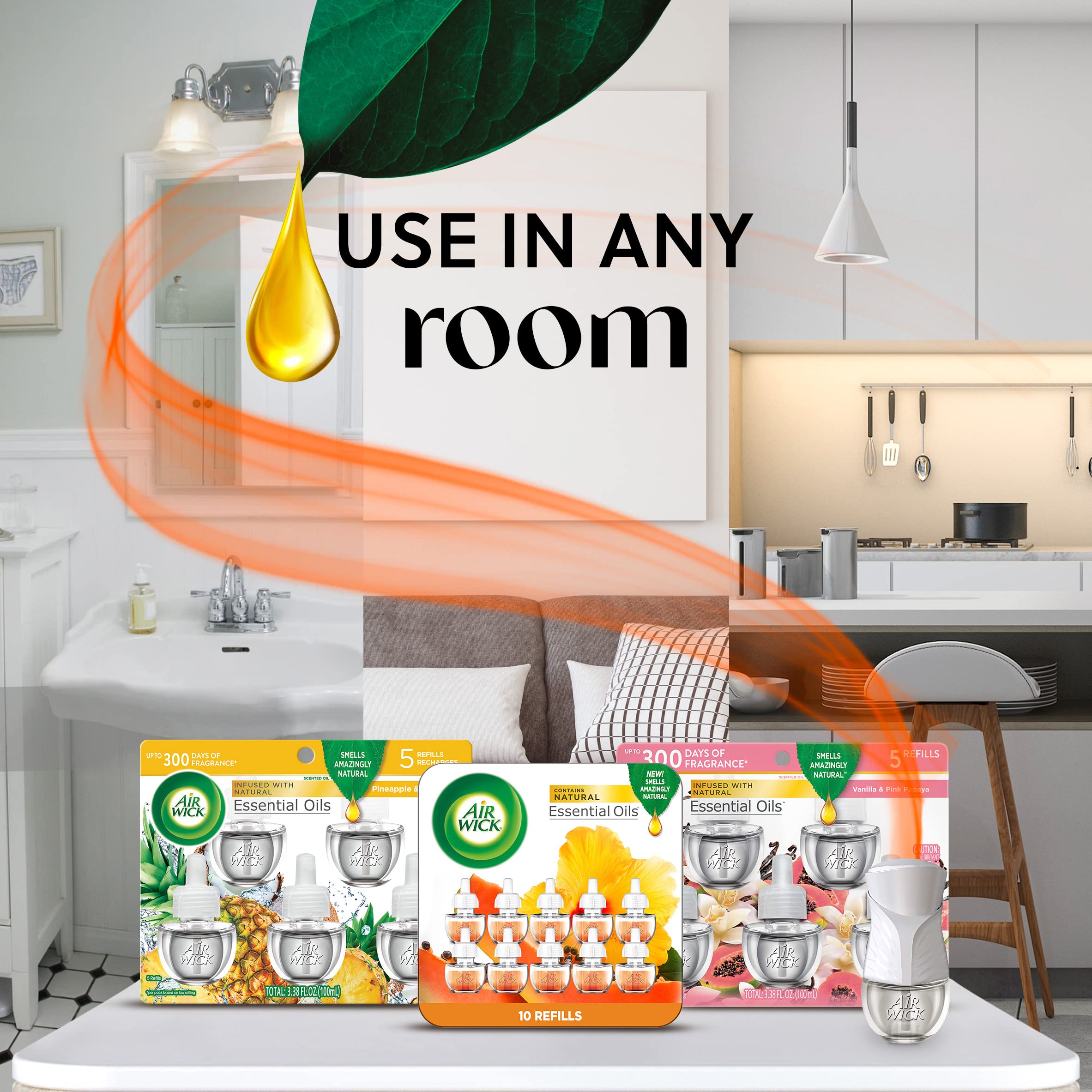 Air Wick Plug In Scented Oil Refill, 7 Ct, Hawaii, Air Freshener, Essential Oils