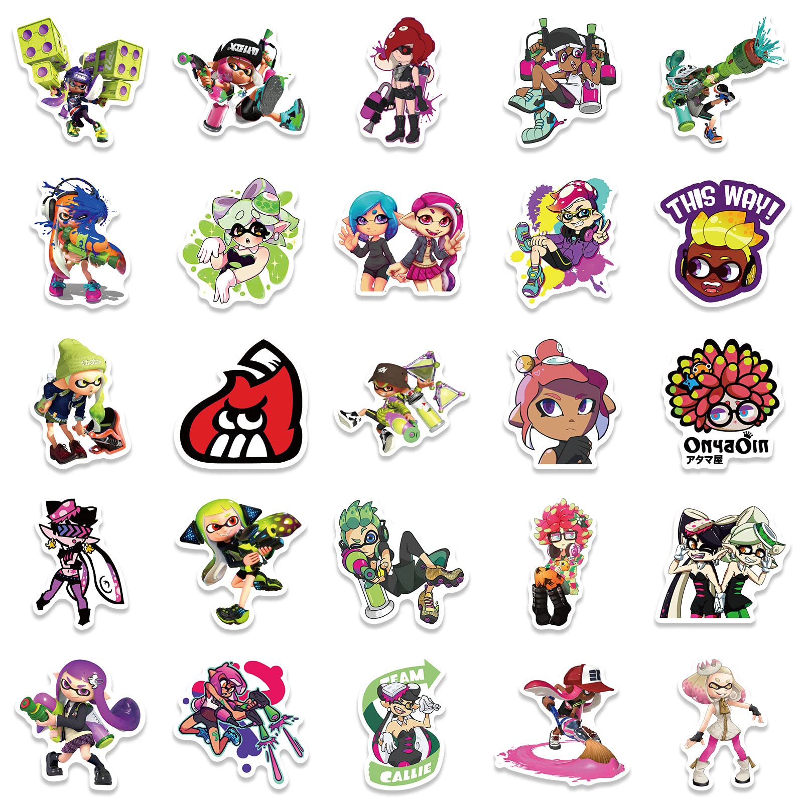 Splatoon Stickers For Teen Kids Water Bottle, 50Pcs Cool Shooting Games Decal For Laptop Bike Guitar Luggage Phone Computer Skat