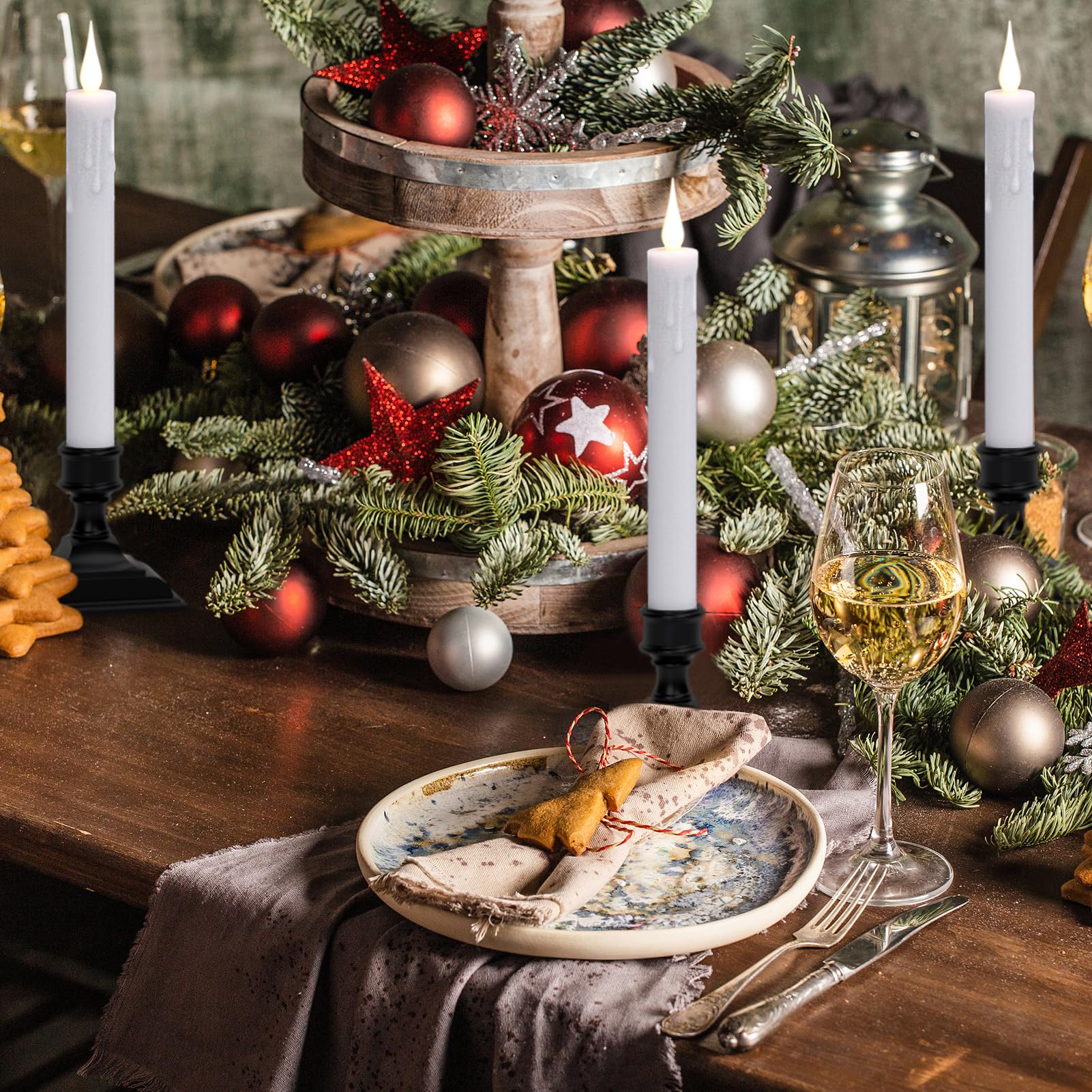 Dromance Battery Operated Flameless Window Candles With Remote Timer, 4 Pack Suction Cups And Candle Holders Included Dripping W