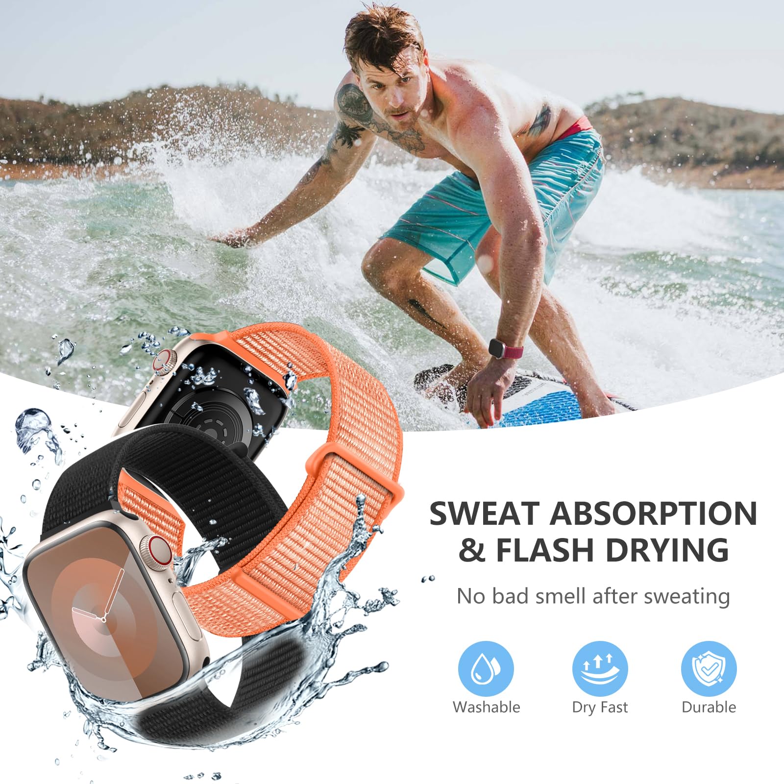 Sport Loop Compatible With Apple Watch Band 42Mm 44Mm 45Mm 46Mm 49Mm Iwatch Bands For Women Men, Soft Stretchy Nylon Strap For A