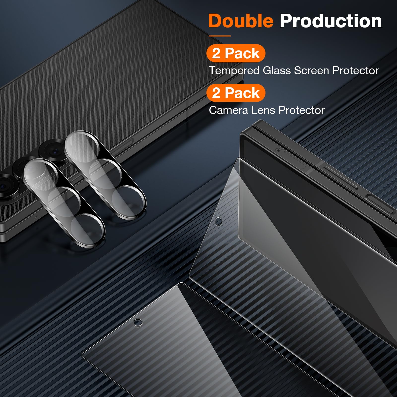 Lk 2 Pack For Samsung Galaxy Z Fold 6 Screen Protector+ 2 Pack Camera Lens Protector, Hd Clear Tempered Glass Screen Protector F