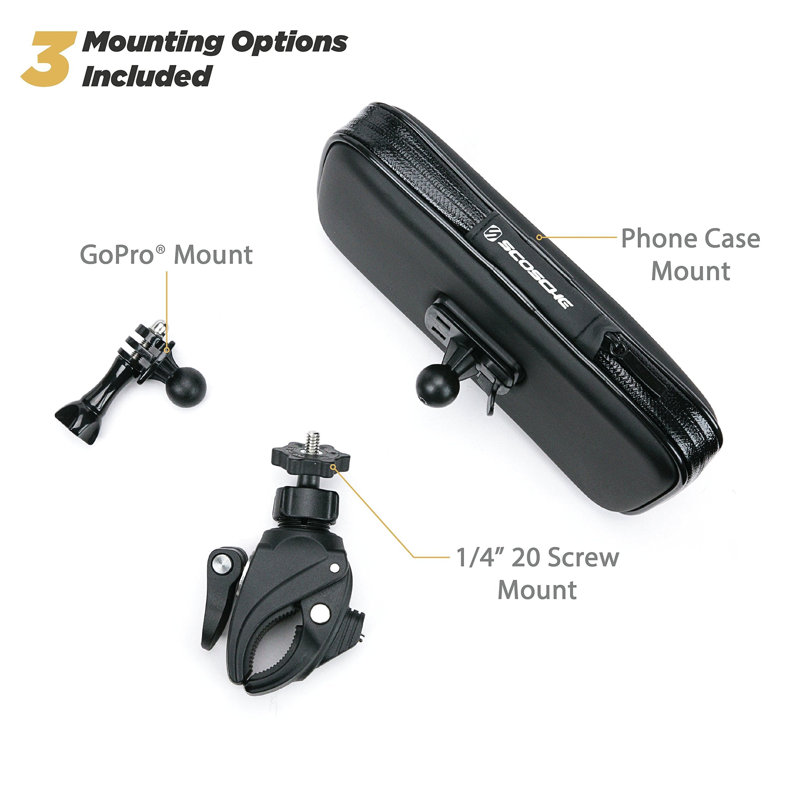 SCOSCHE PSM11002 TerraClamp Tube Phone Mount,Black,3 in 1 Quick Release