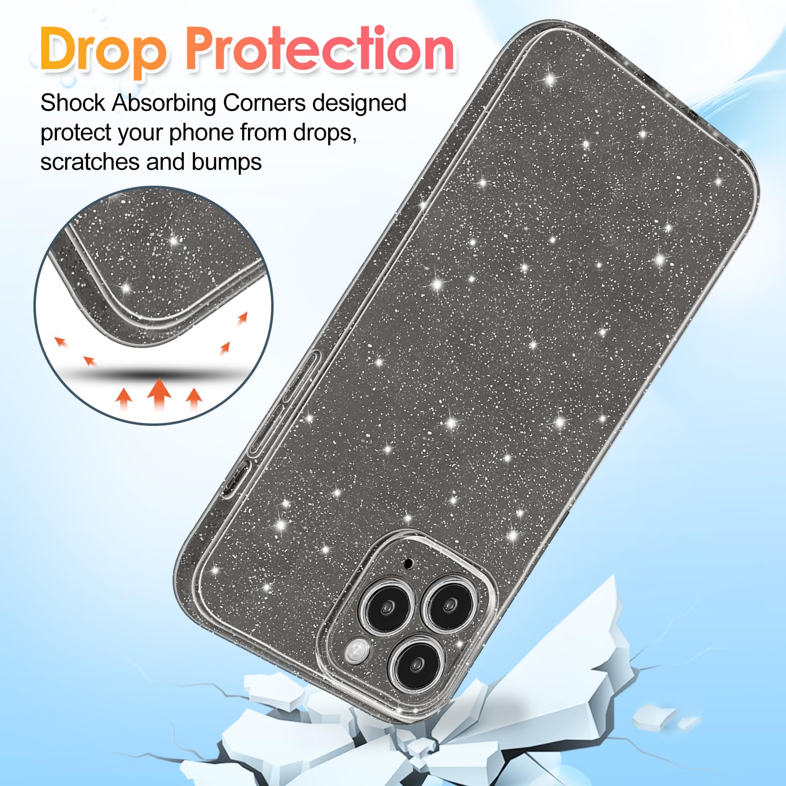 Hython Case For Iphone 11 Pro Max Case Glitter Cute Sparkly Shiny Bling Sparkle Phone Cases 6.5, Thin Slim Fit Soft Tpu Bumper S