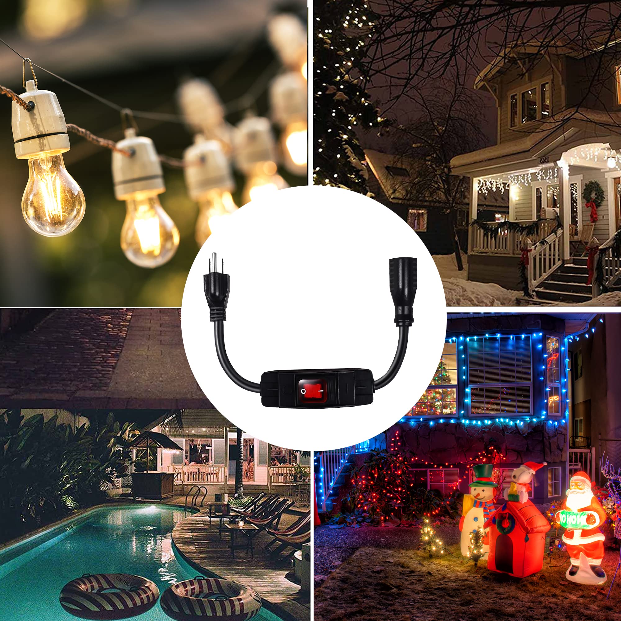 Makevivi Outdoor Extension Cord With Switch On/Off Waterproof Switch 3 Prong Extension Cord With Inline Cord Switch, Heavy Duty