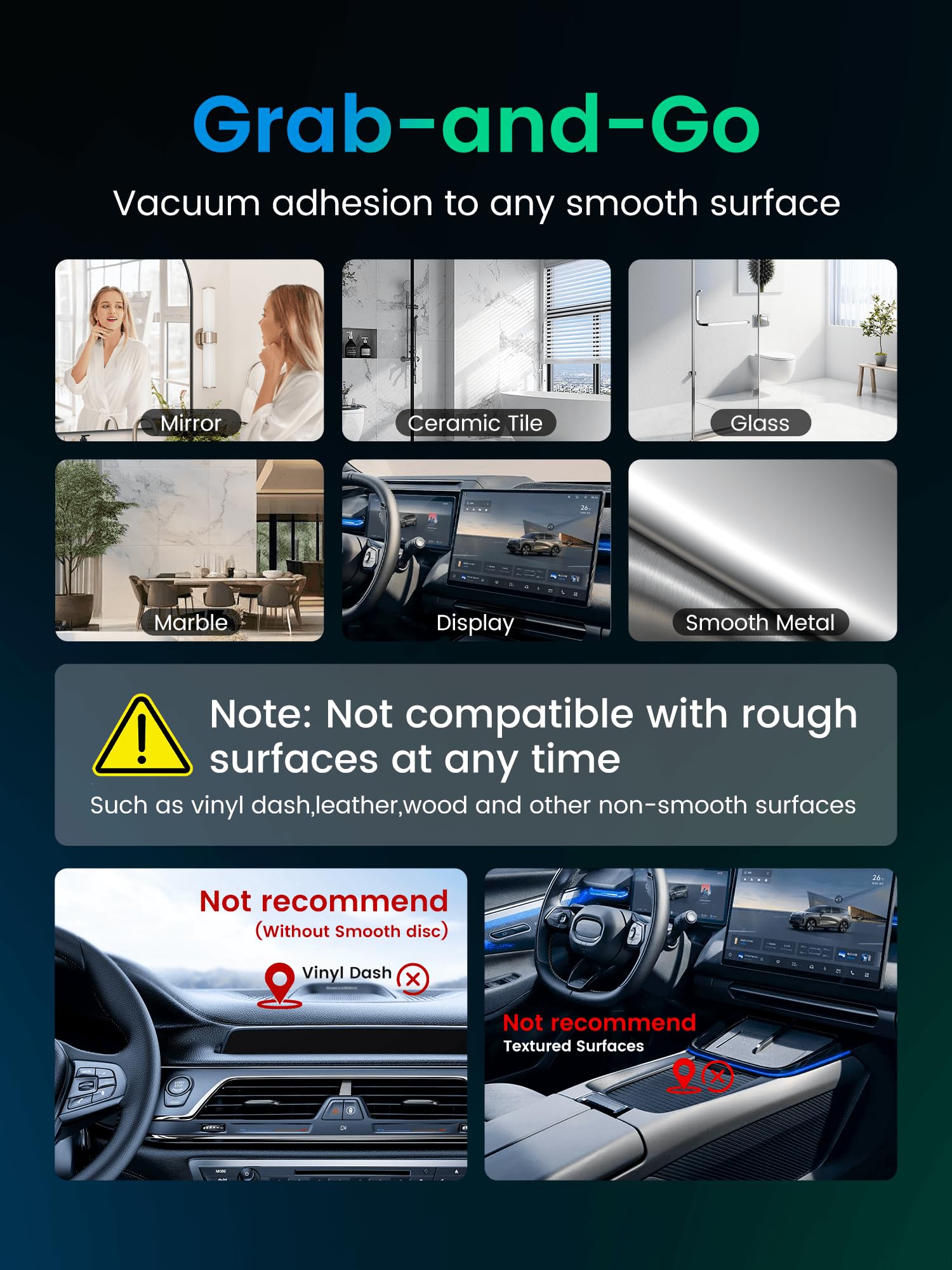 Vacuum Magnetic Phone Holder For Magsafe,Foldable Metal Suction Cup Phone Mount,360 Rotatable Phone Mount For All Smartphones &