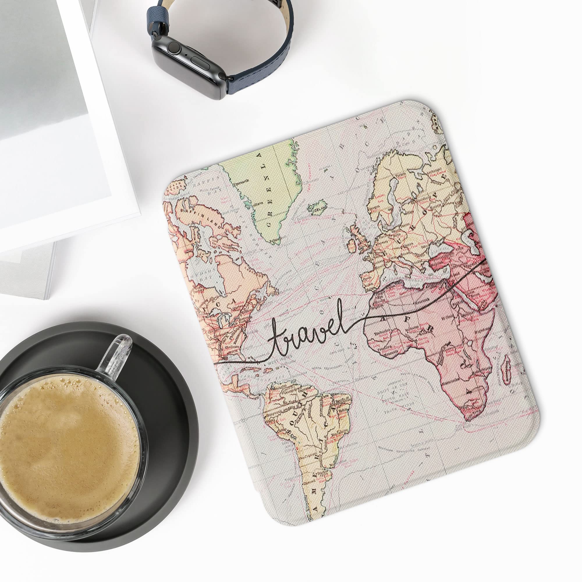 Kwmobile Case Compatible With Barnes & Noble Nook Glowlight 4 / 4E Case - Ereader Cover - Travel Black/Multicolor