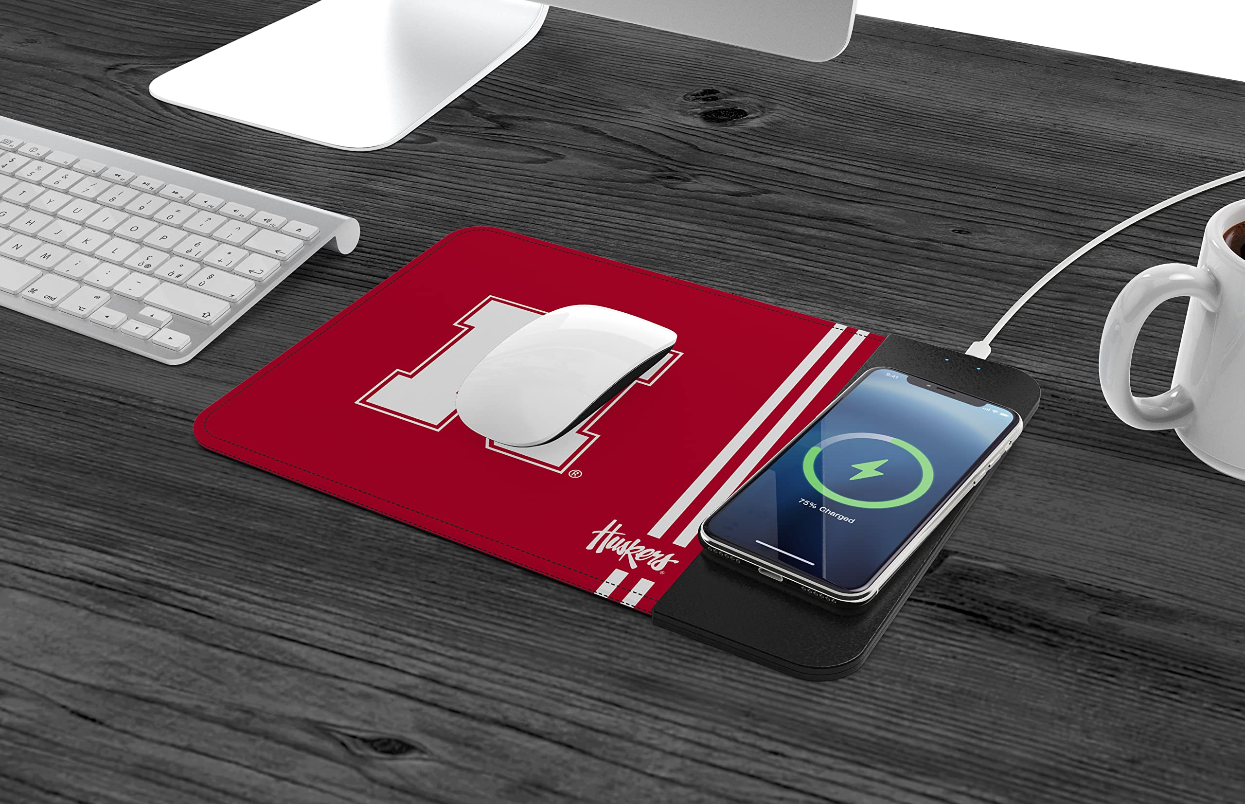 Soar Ncaa Wireless Charging Mouse Pad, Nebraska Cornhuskers