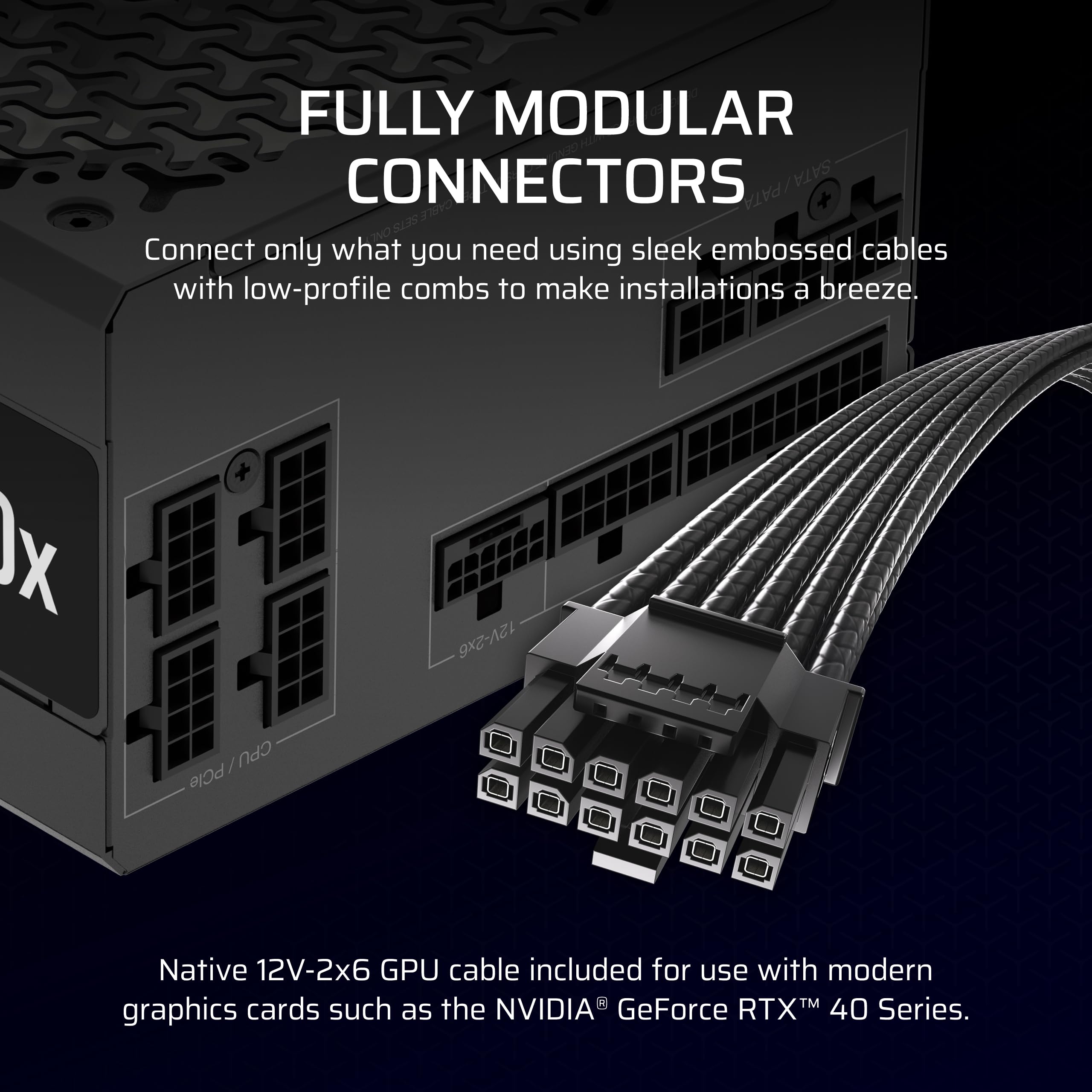 Corsair Rm750X Fully Modular Low-Noise Atx Power Supply - Atx 3.1 Compliant - Pcie 5.1 Support - Cybenetics Gold Efficiency - Na