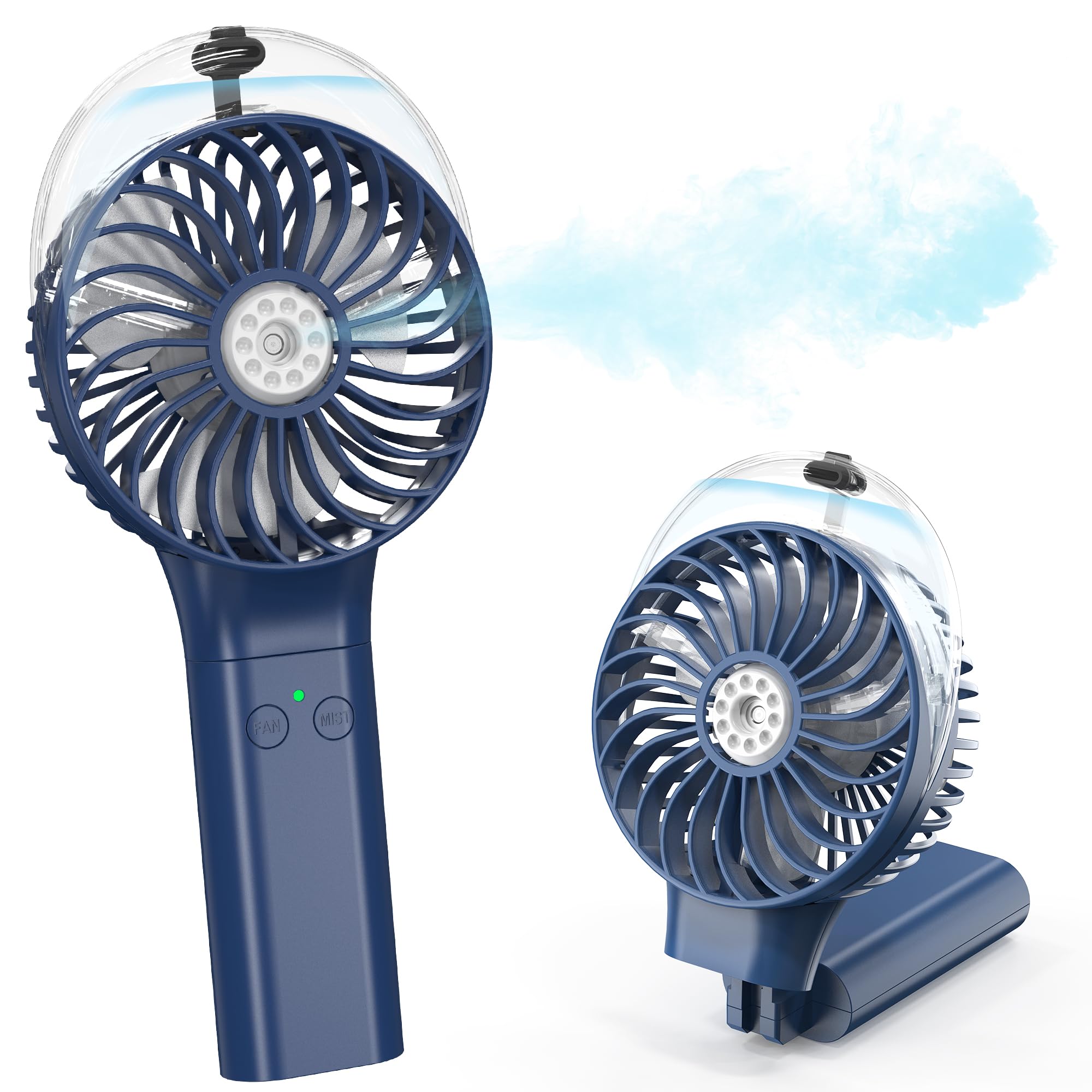Comlife Portable Handheld Misting Fan, 3000Mah Rechargeable   Up To 10H Cooling & 1H Misting, Battery Operated Spray For Travel,