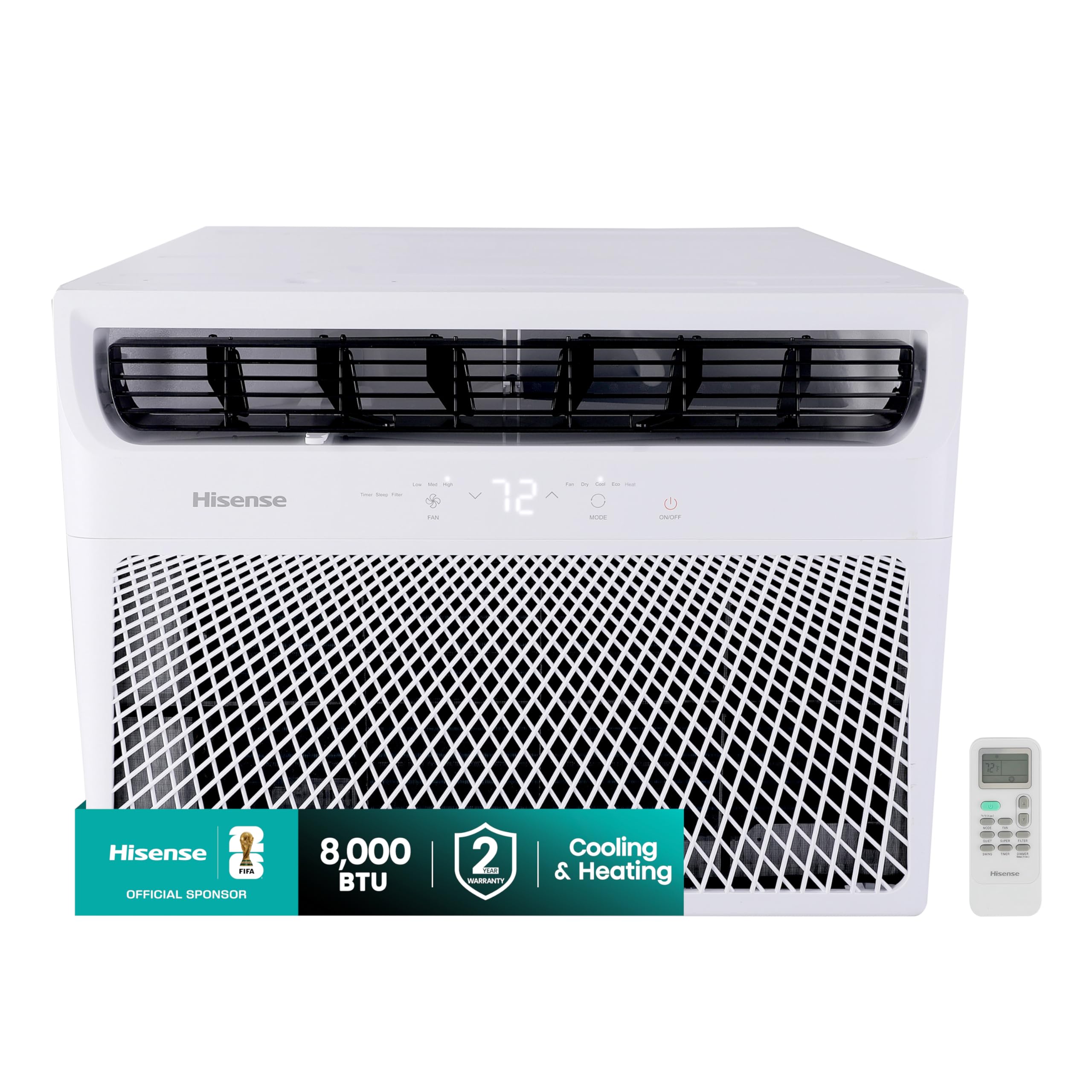 Hisense WCH08R25A Window Air Conditioner, White, 8,000 BTU Heat and Cool, 4 modes (Cooling, Heating, Fan, Dehumidifier), Easy In