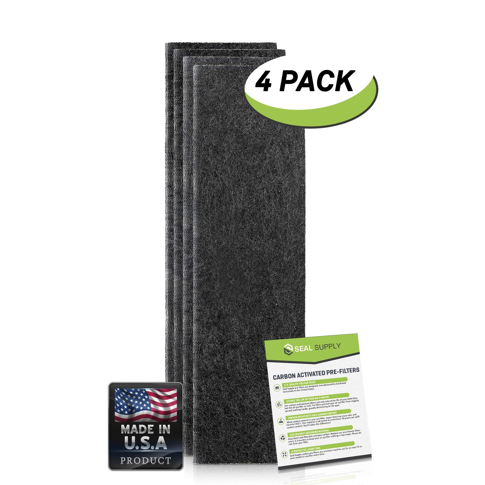Seal Supply 4 Pack Of Hrf K1 Carbon Activated Pre Filters Precut Compatible With Honeywell Air Purifier Models: Hfd 120 Q, Hfd 3